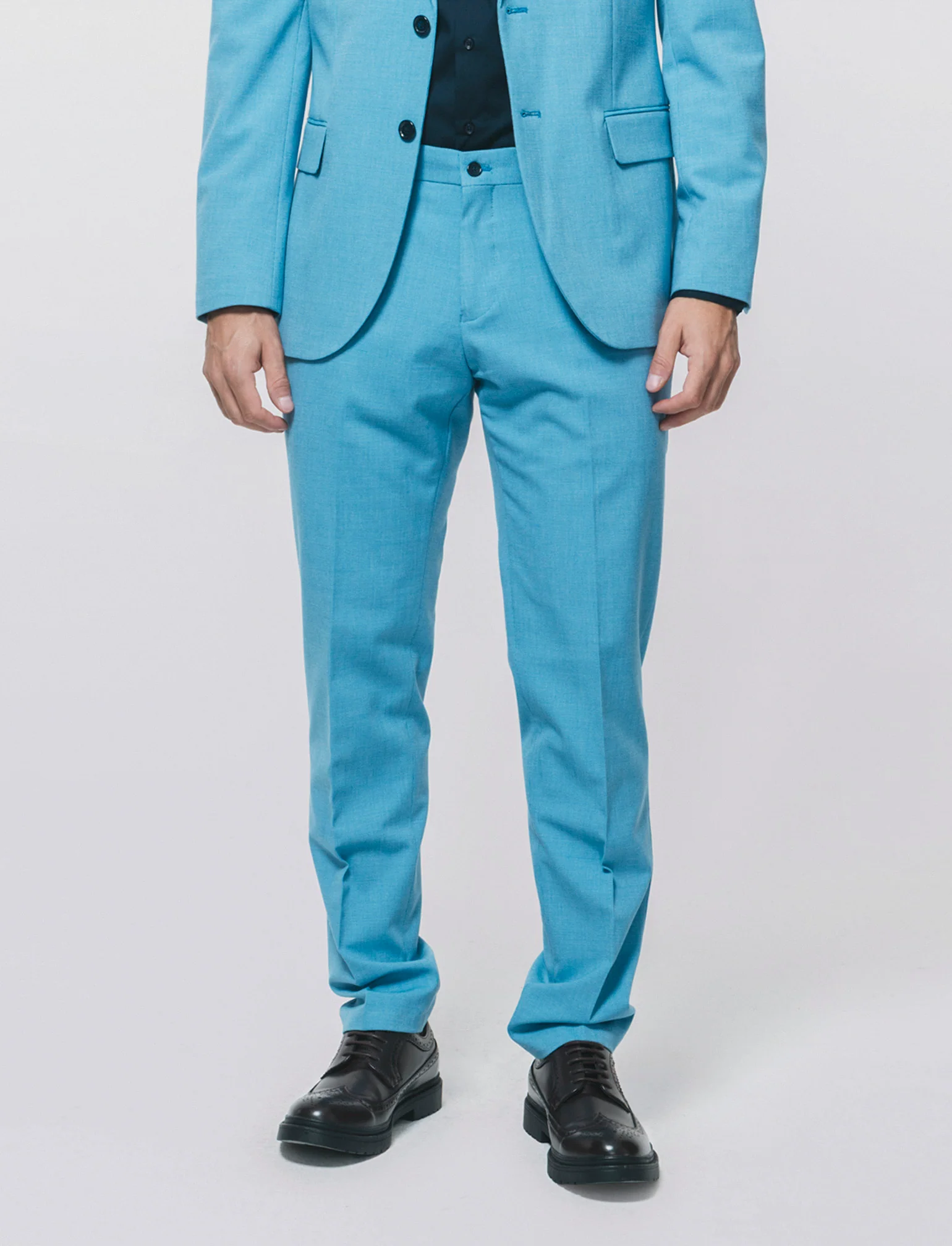 Pantalone Completo Tessuto Dobby Melange - Celeste - Image 2