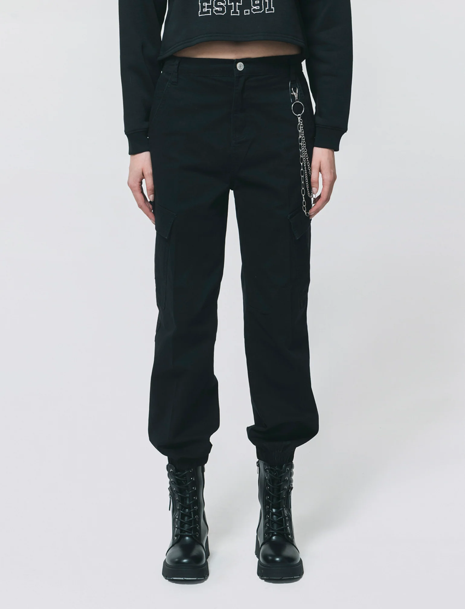 Pantalone con Catena e Elastico - Nero - Image 4