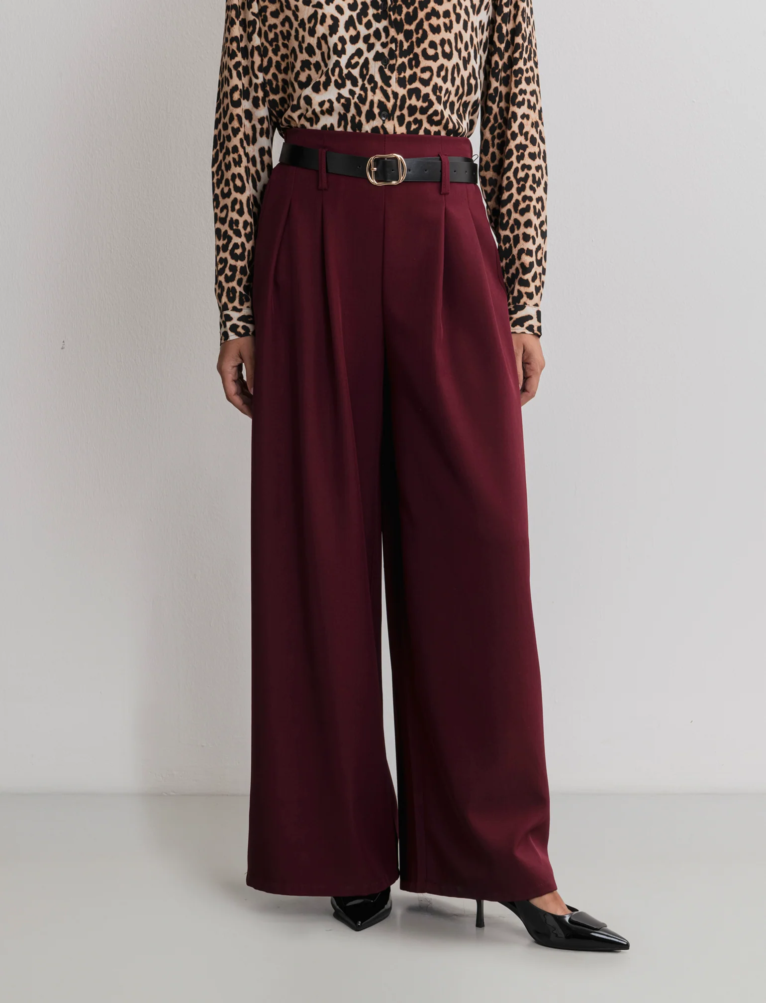 PANTALONE CON CINTURA - Bordeaux - Image 5