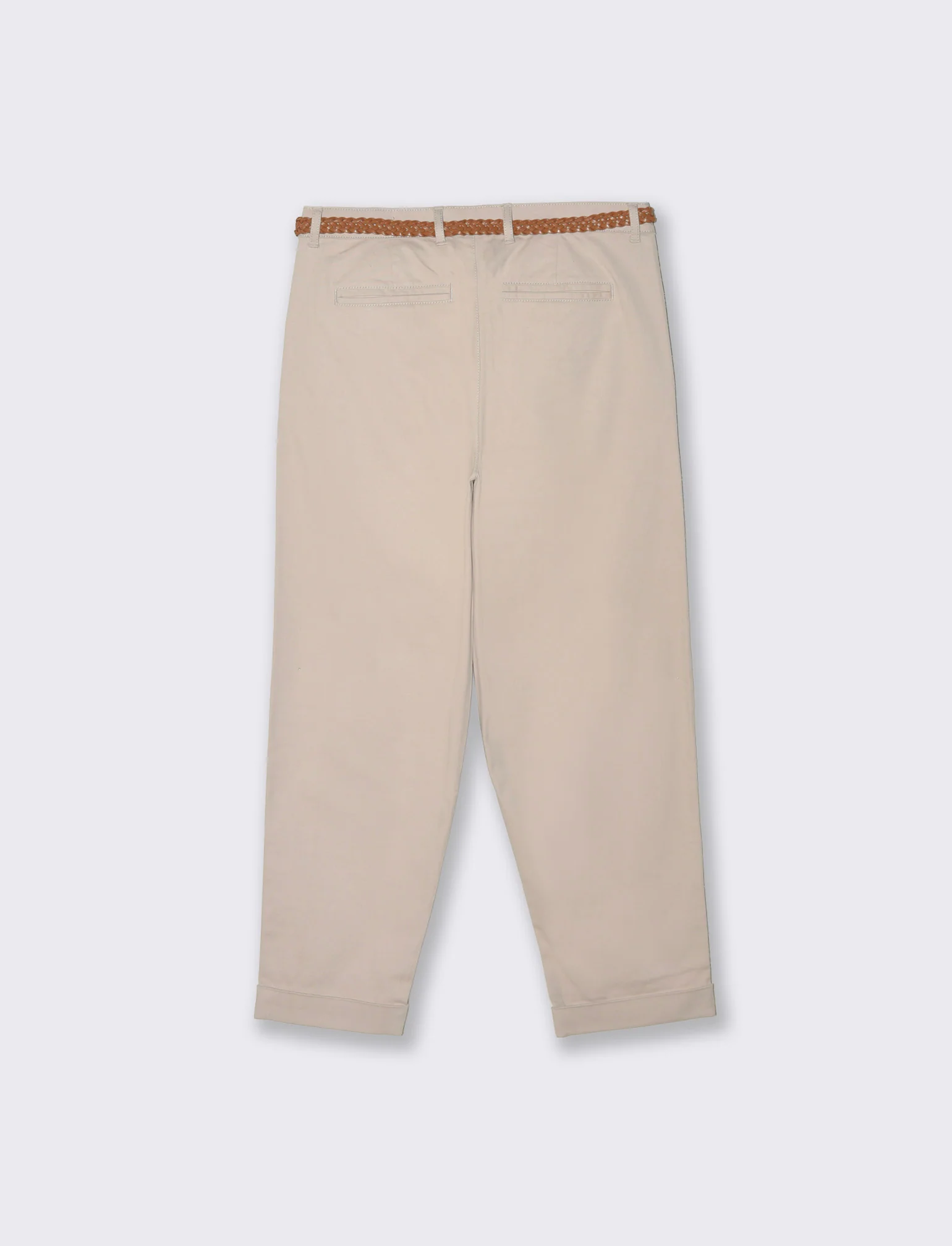 Pantalone con cintura e risvolto elegante - Beige grano - Image 2