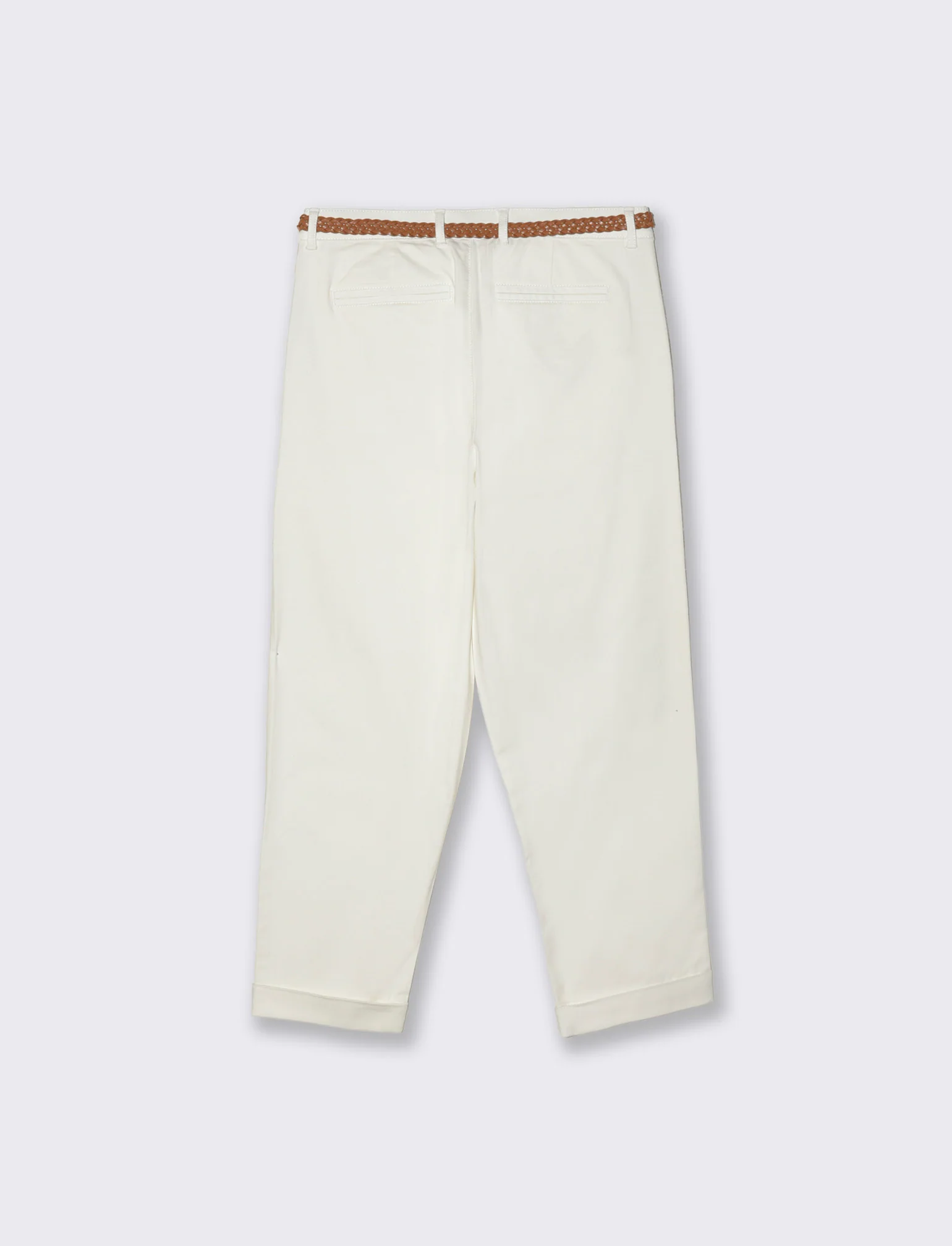 Pantalone con cintura e risvolto elegante - Bianco - Image 2