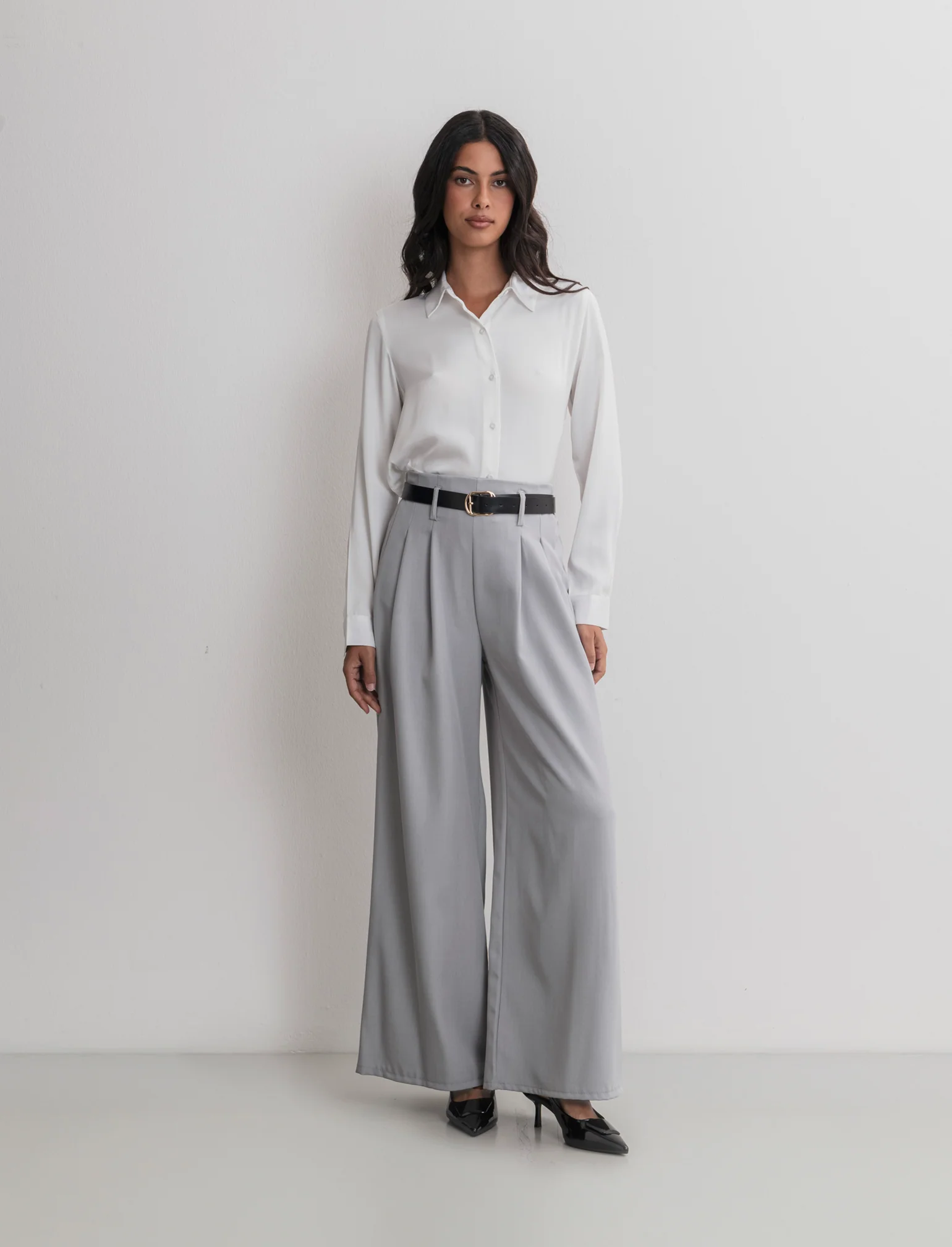 PANTALONE CON CINTURA - Grigio - Image 4