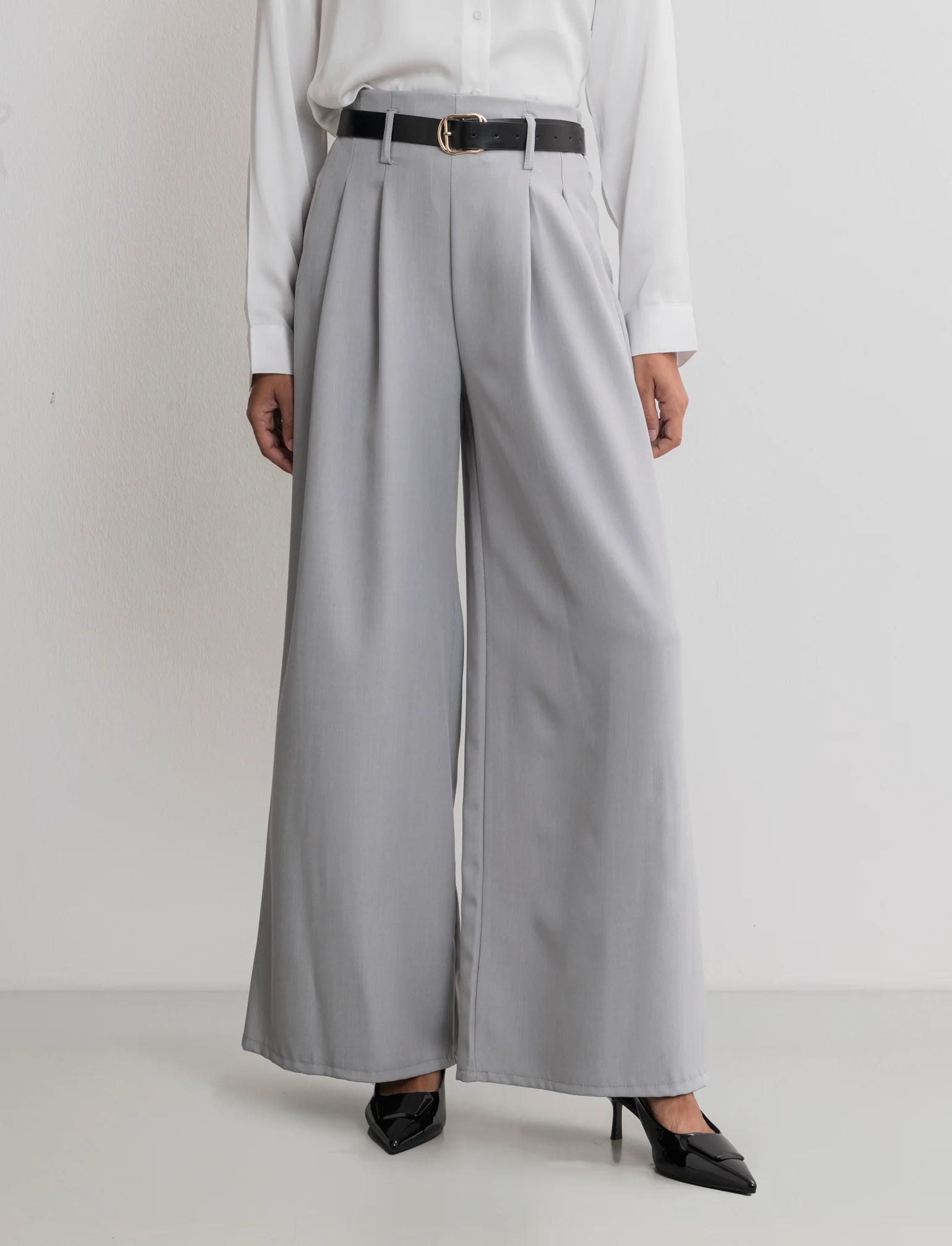 PANTALONE CON CINTURA - Grigio - Image 5