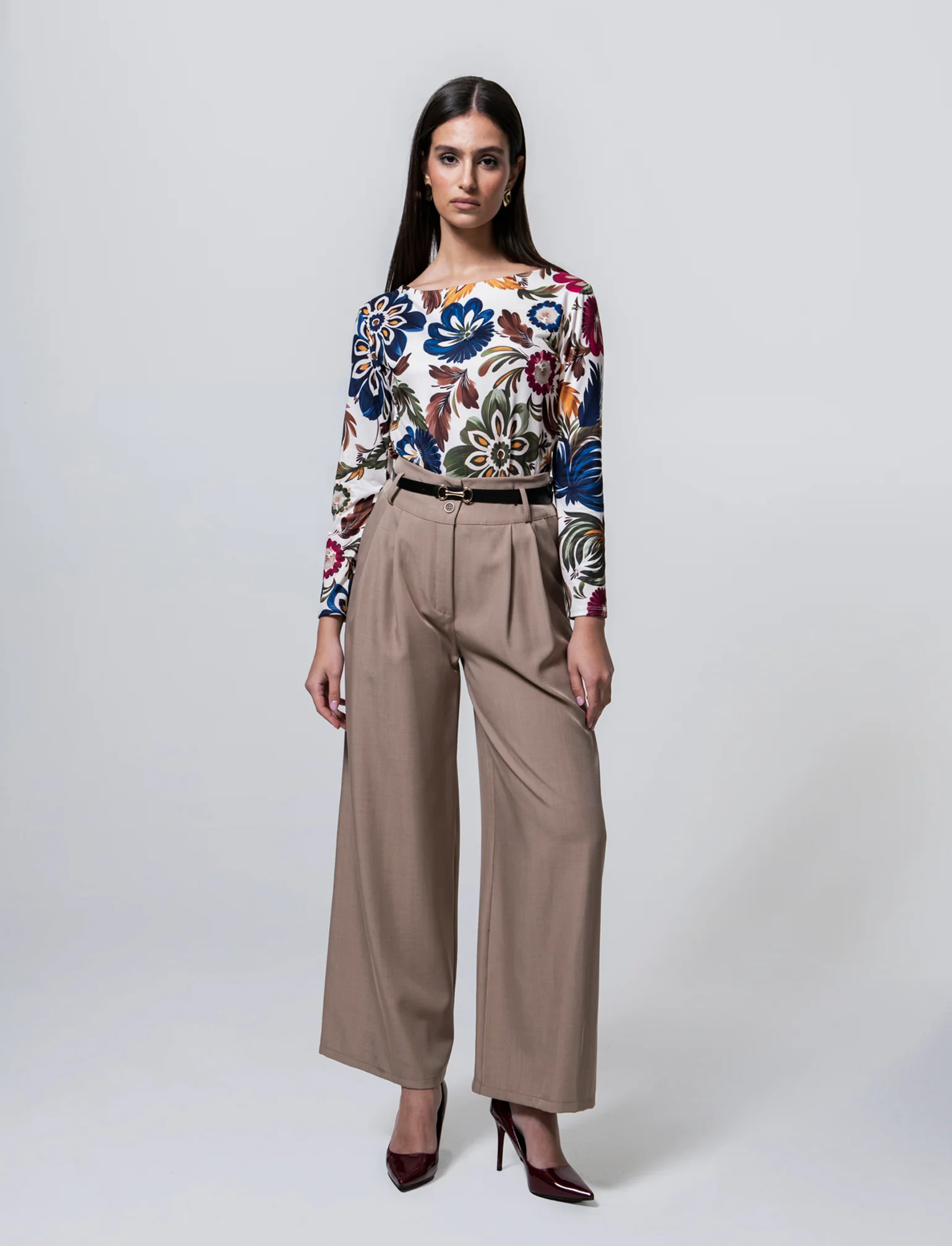 PANTALONE CON CINTURA - Grigio fango