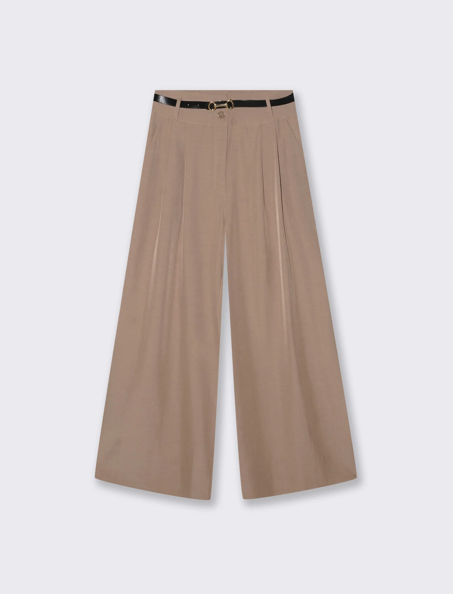PANTALONE CON CINTURA - Grigio fango - Image 4