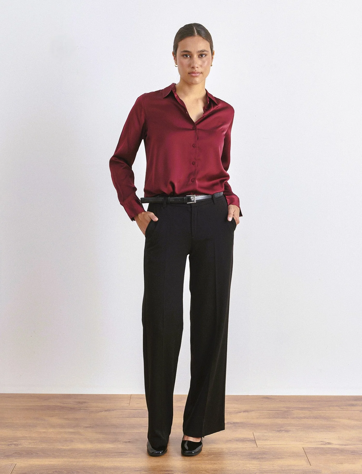 PANTALONE CON CINTURA - Nero - Image 3