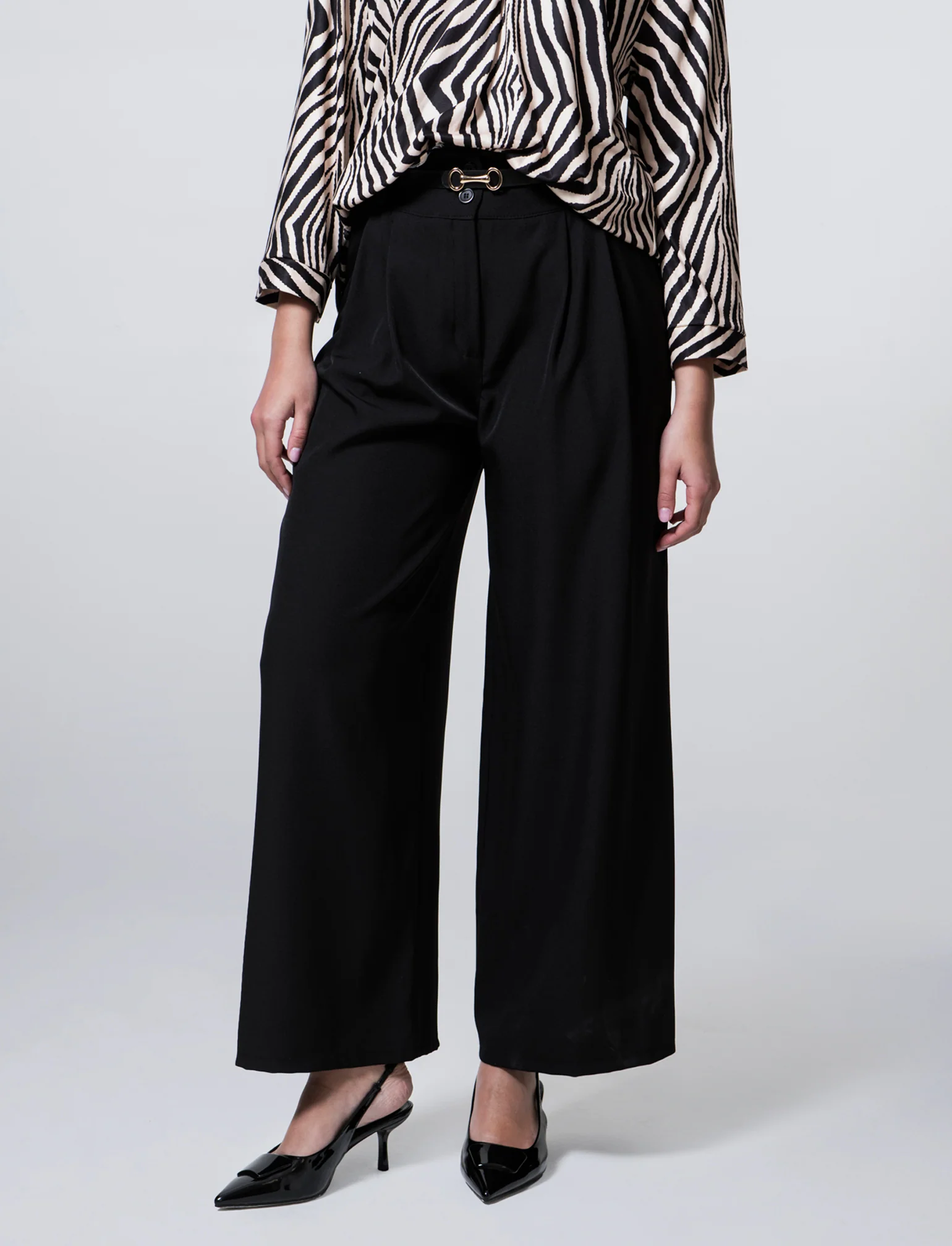 PANTALONE CON CINTURA - Nero - Image 2
