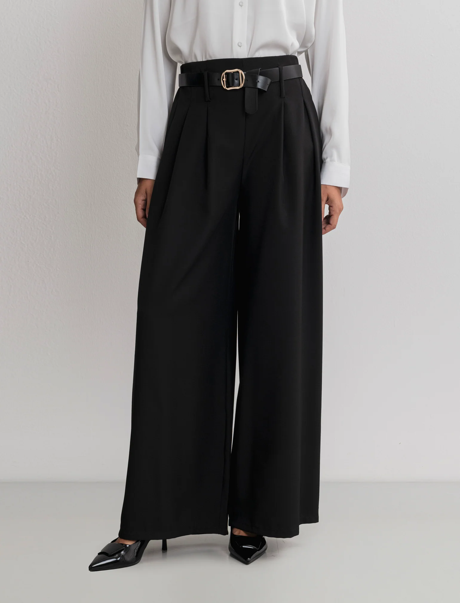 PANTALONE CON CINTURA - Nero - Image 5
