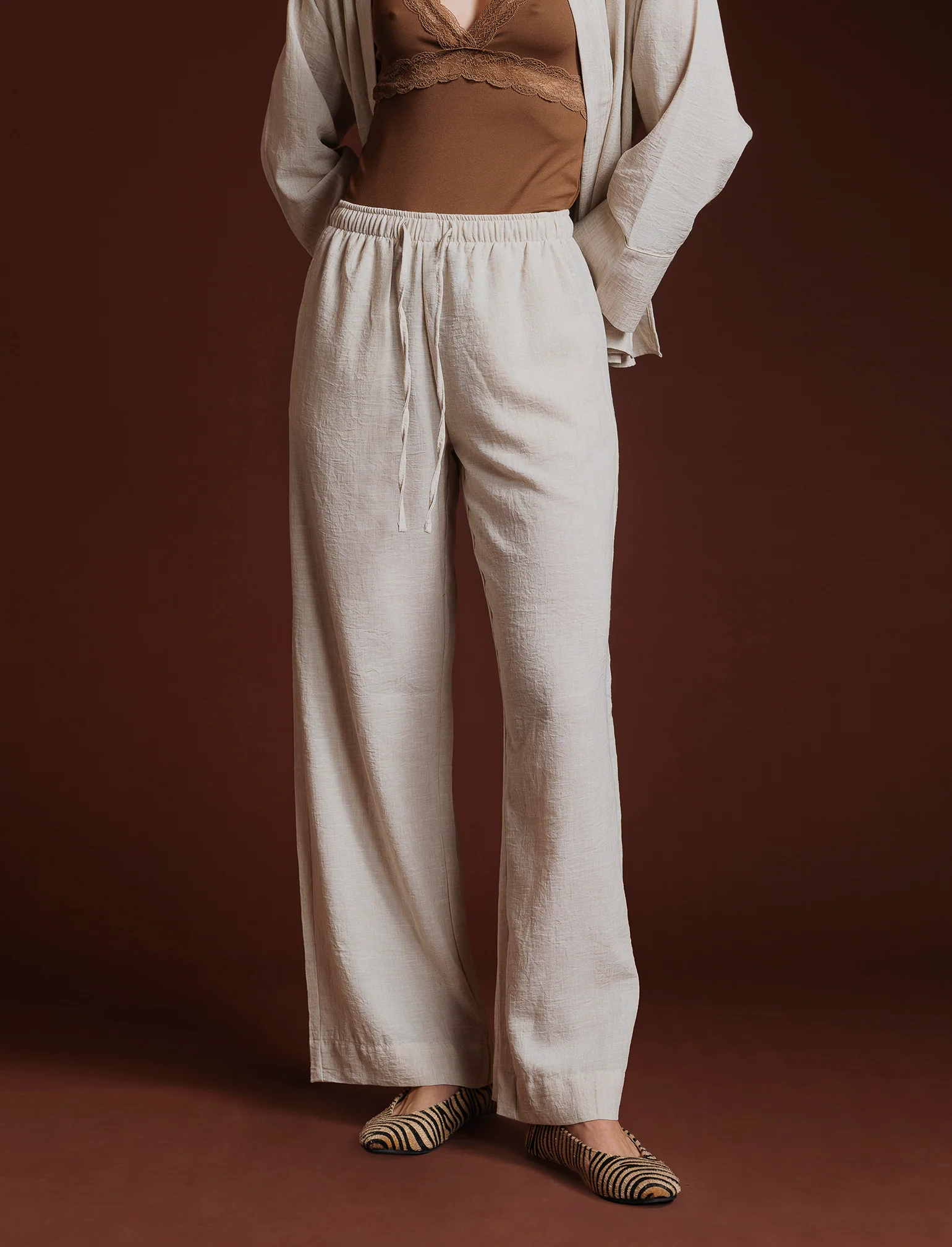 PANTALONE CON COULISSE - Beige corda - Image 4