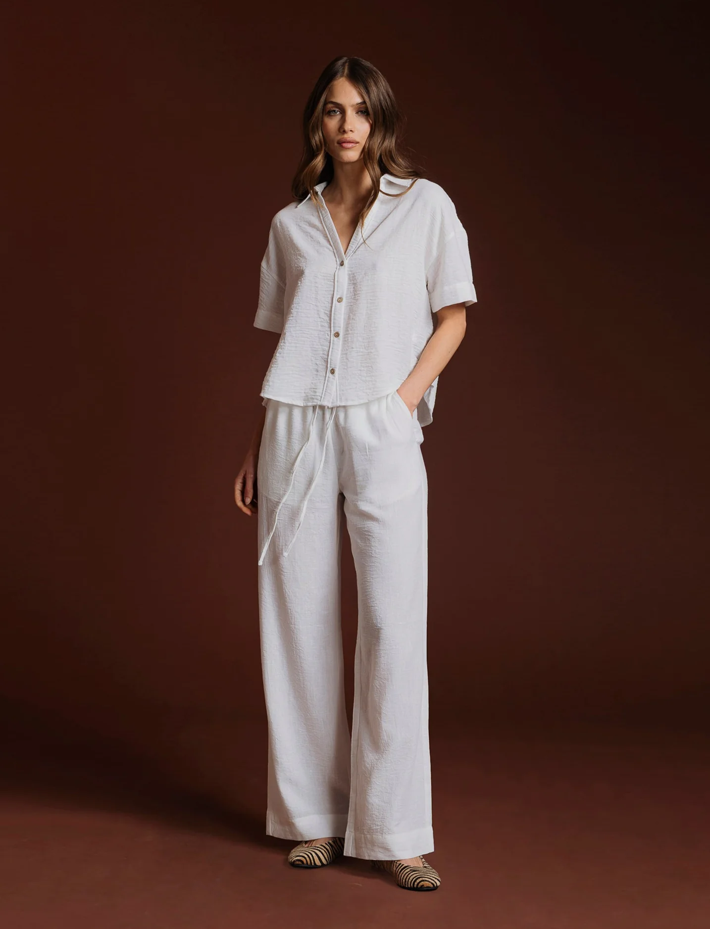PANTALONE CON COULISSE - Bianco - Image 3