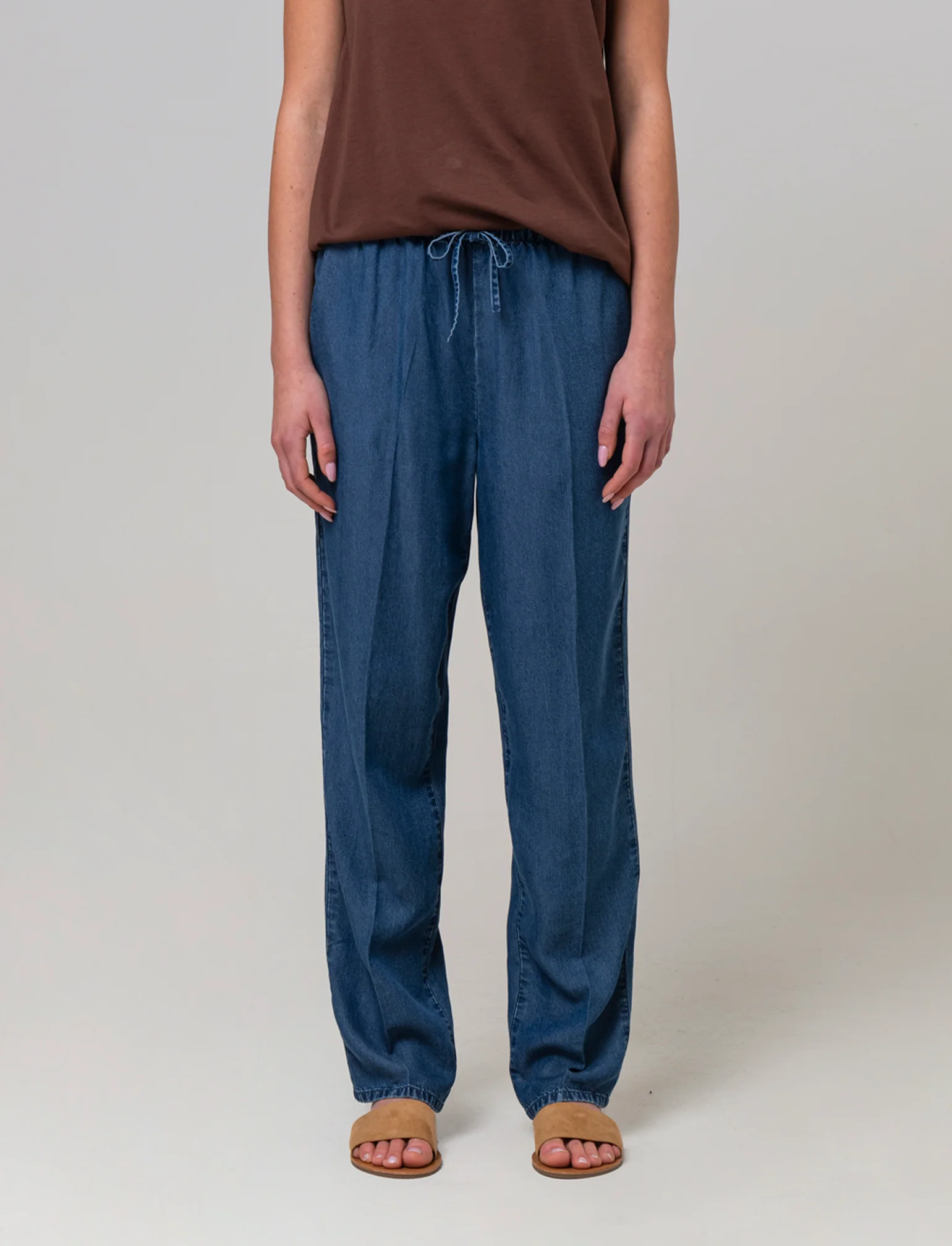 Pantalone con coulisse da donna - DENIM SCURO