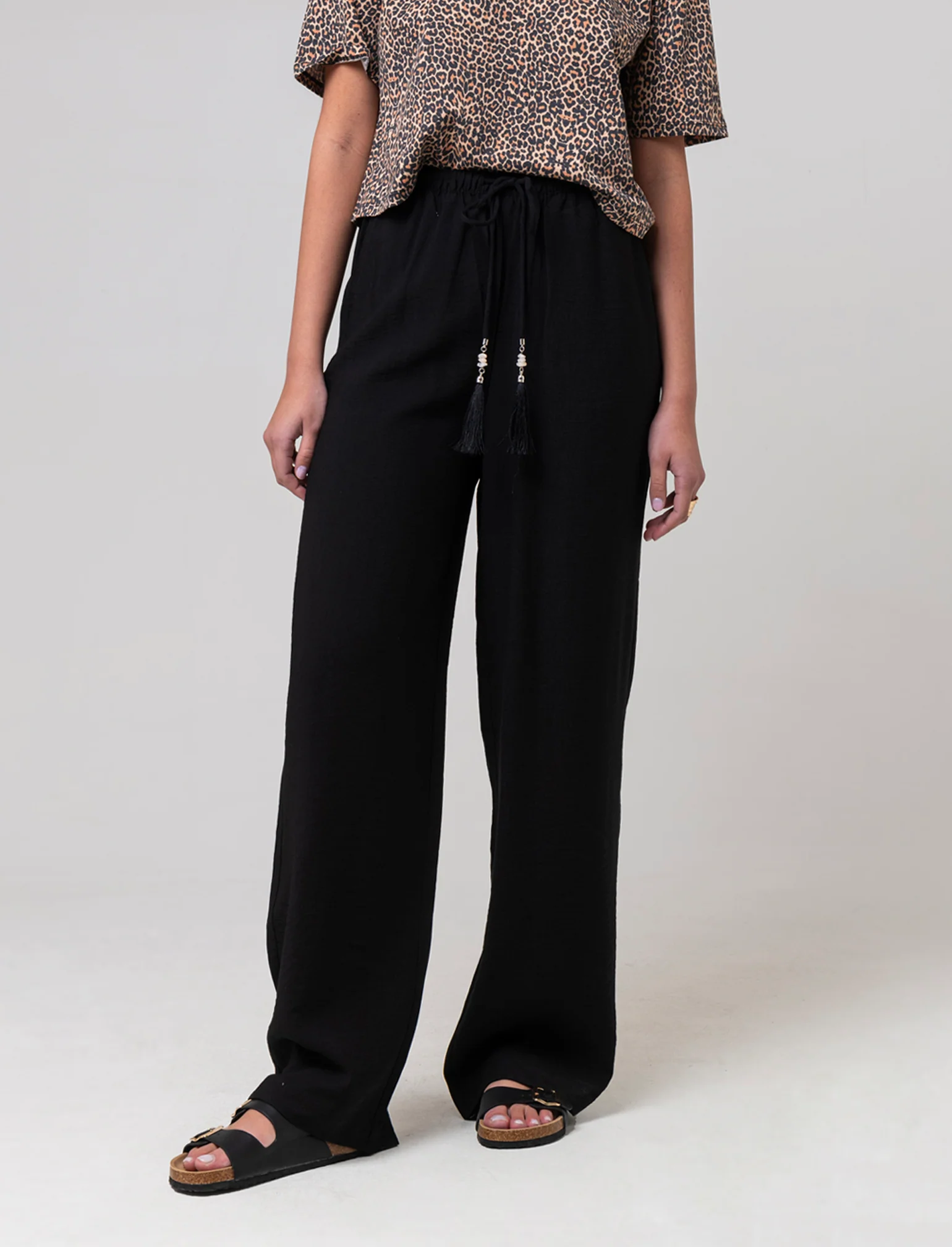 Pantalone con coulisse da donna - Nero - Image 3