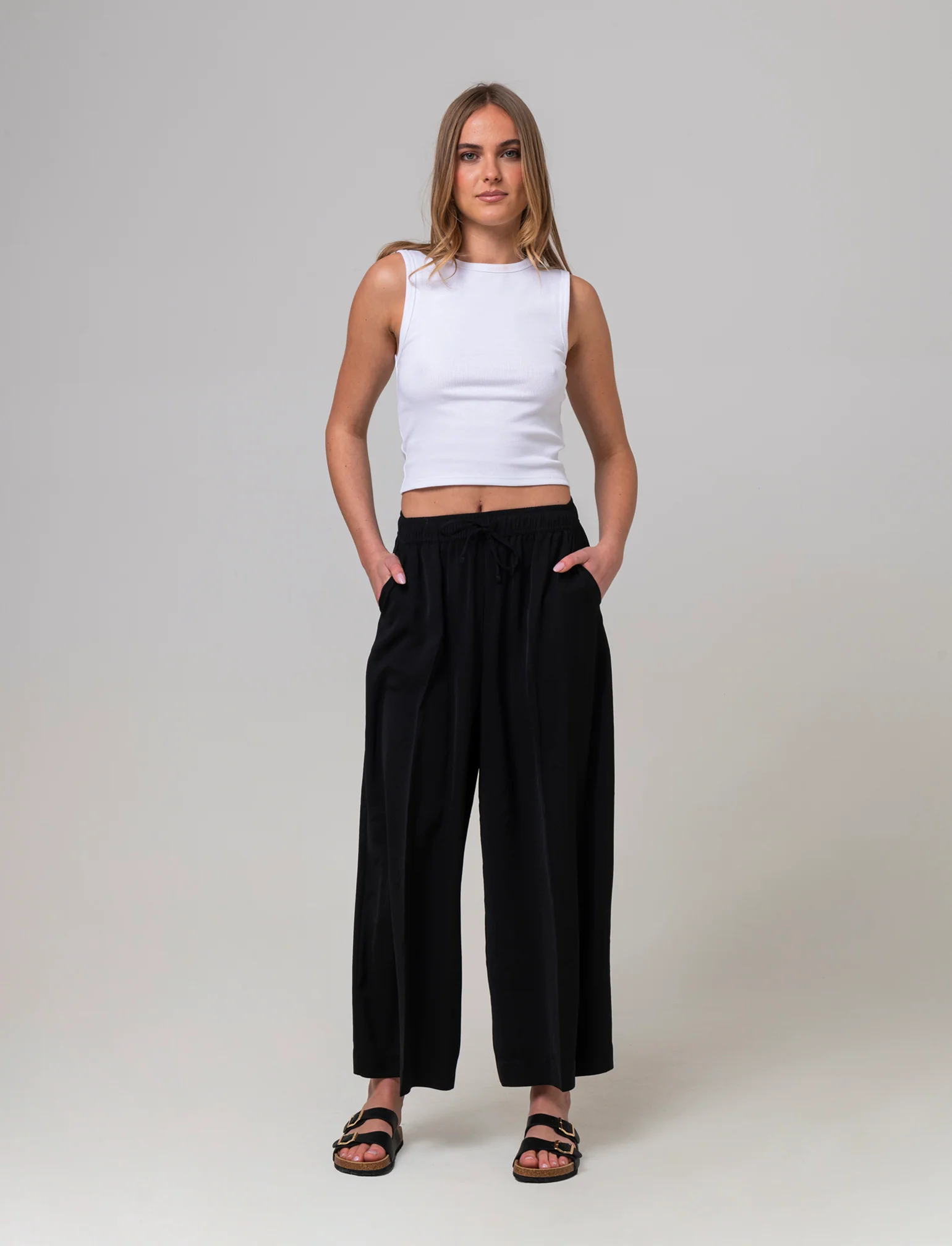 Pantalone con coulisse da donna - Nero - Image 3