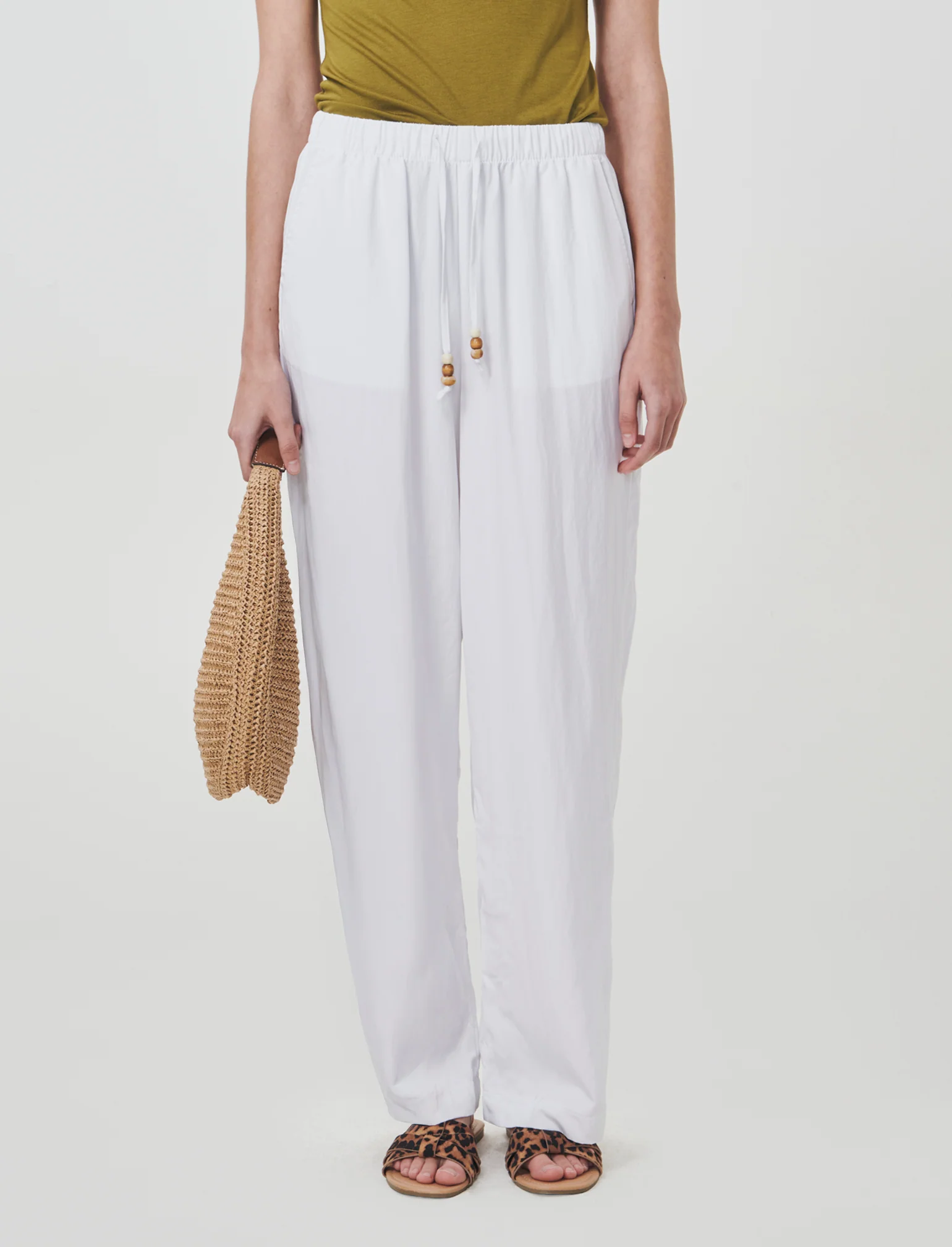 Pantalone con coulisse e tasche - Bianco - Image 2