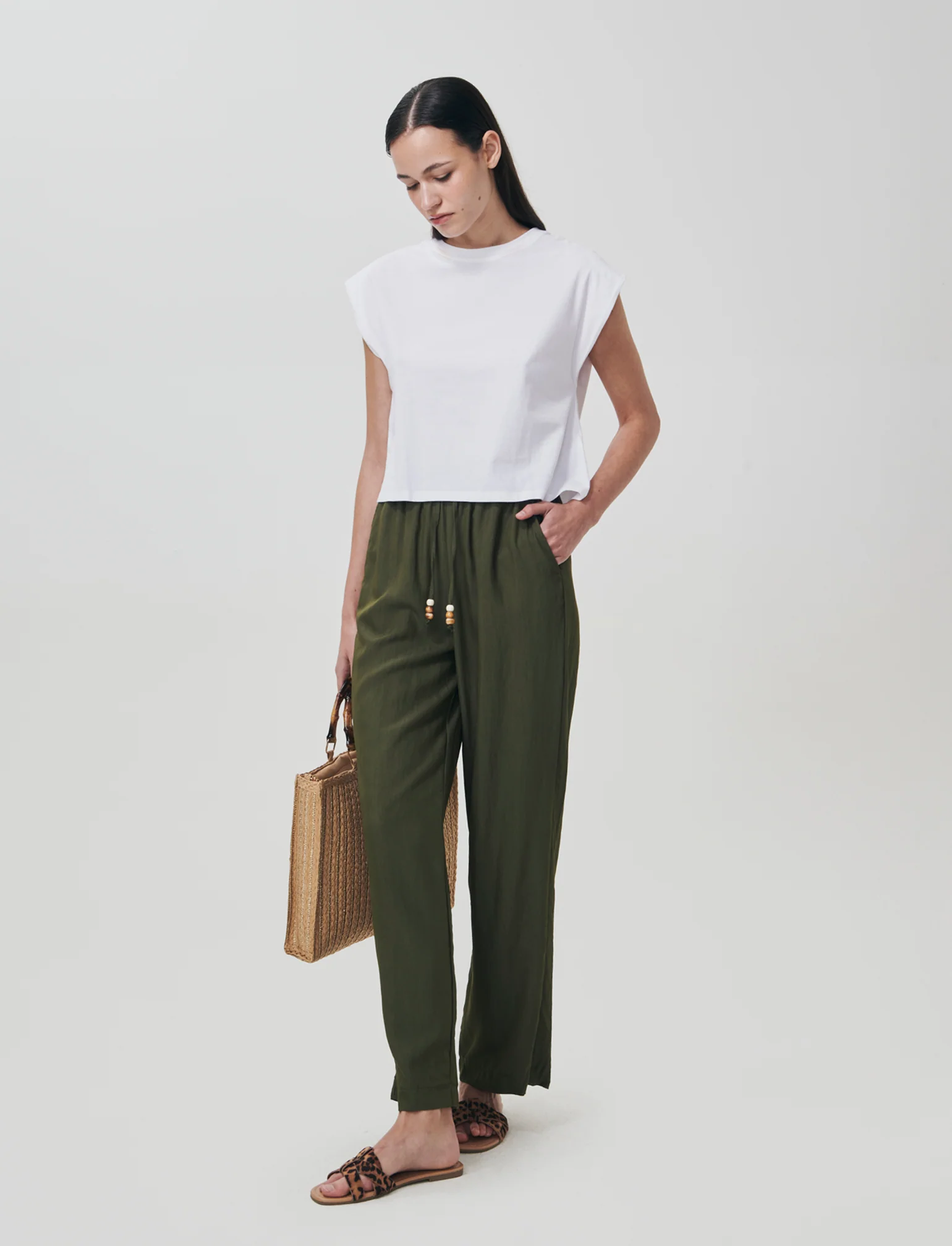 Pantalone con coulisse e tasche - Kaky 1 - Image 3