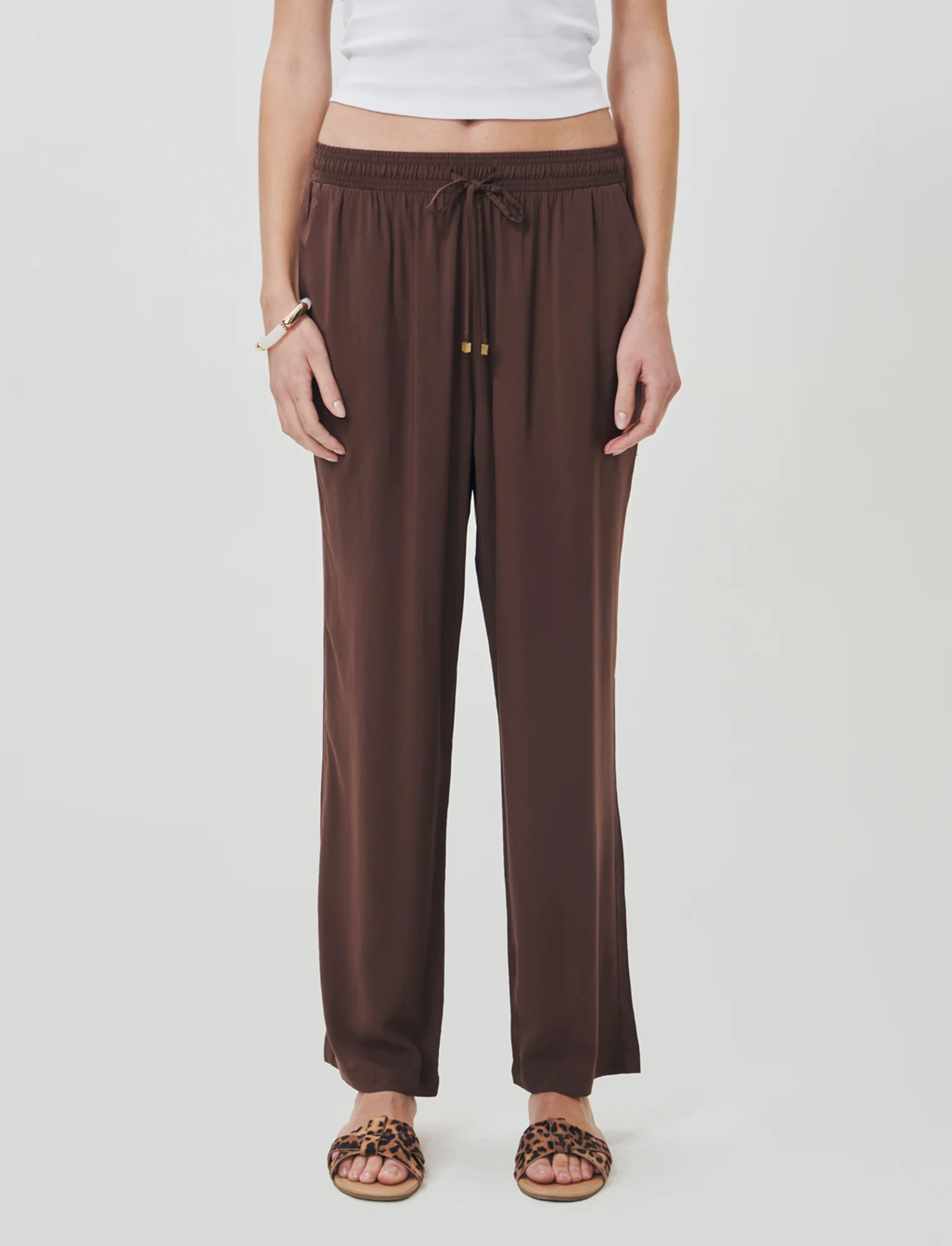 Pantalone con Coulisse ed Elastico - Marrone cioccolato - Image 4