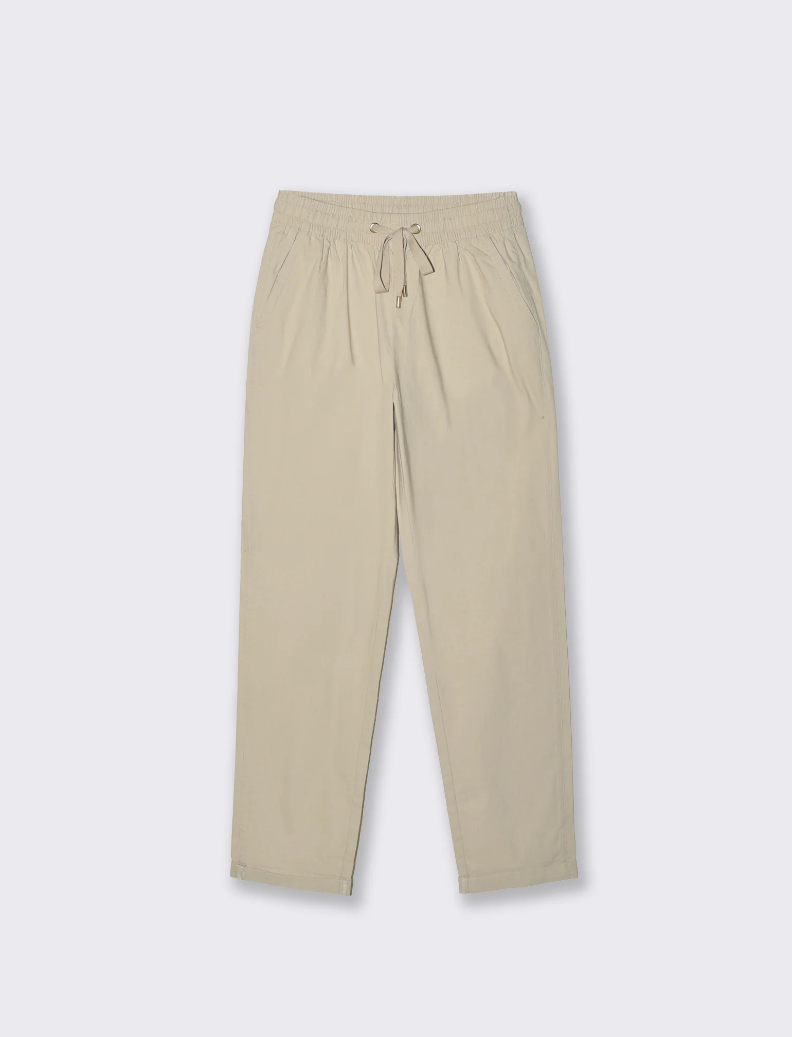 Pantalone con elastico e coulisse - Beige corda - Image 3