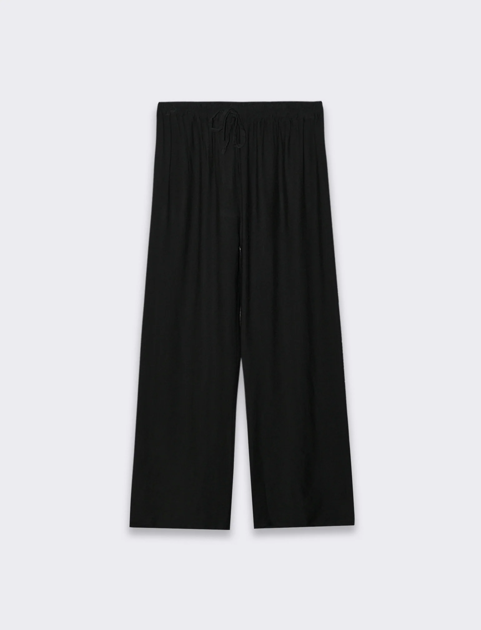 Pantalone con elastico e lacci in vita - Nero - Image 3