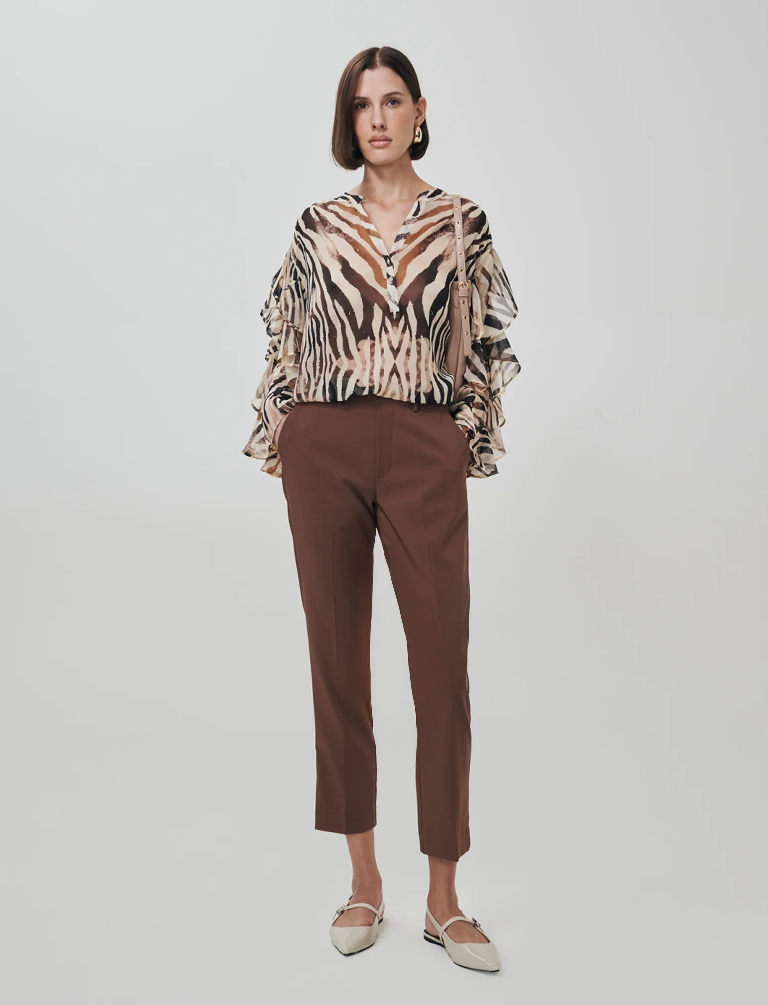 Pantalone con Elastico e Tasche - Marrone - Image 3