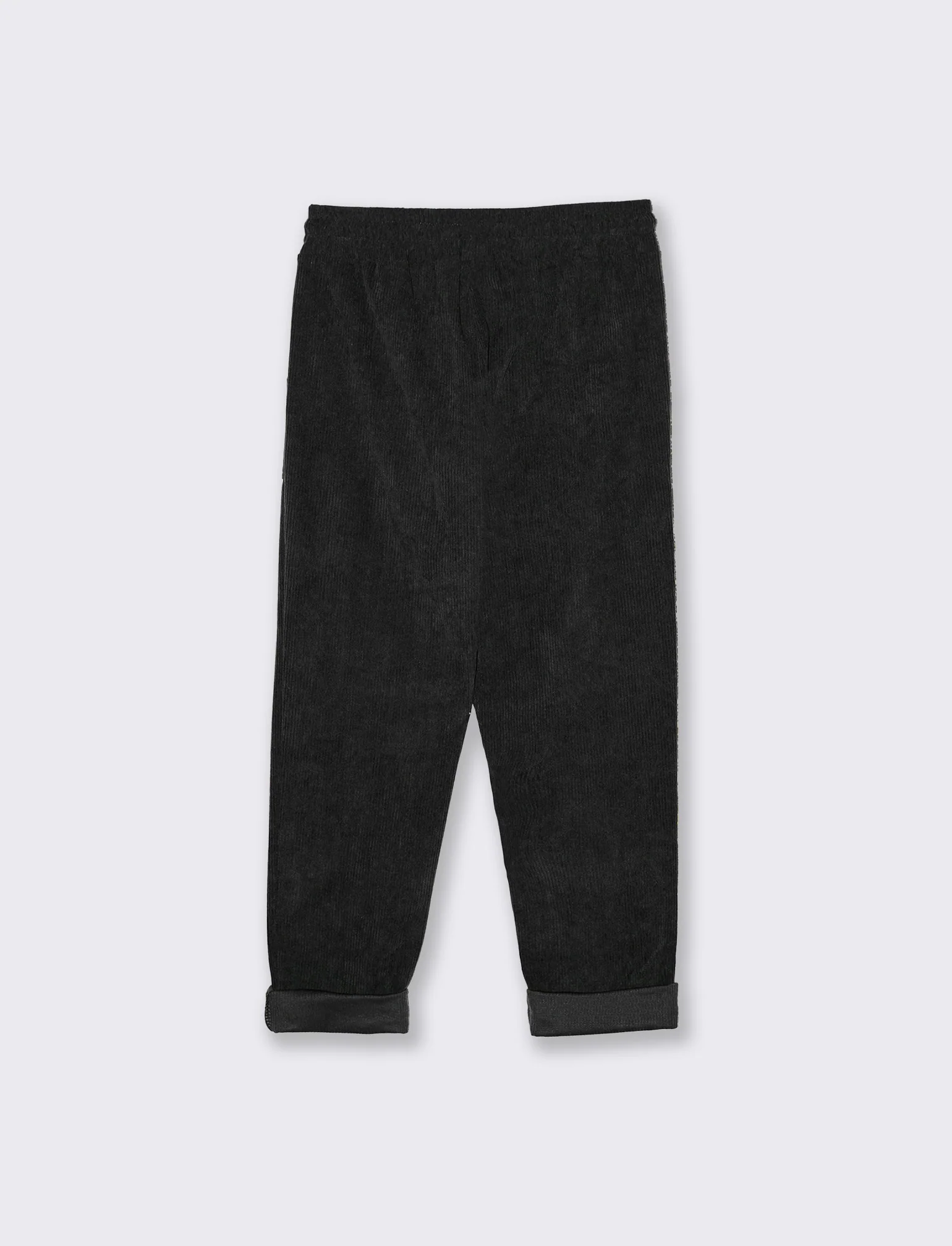 Pantalone con elastico in velluto - Nero - Image 2