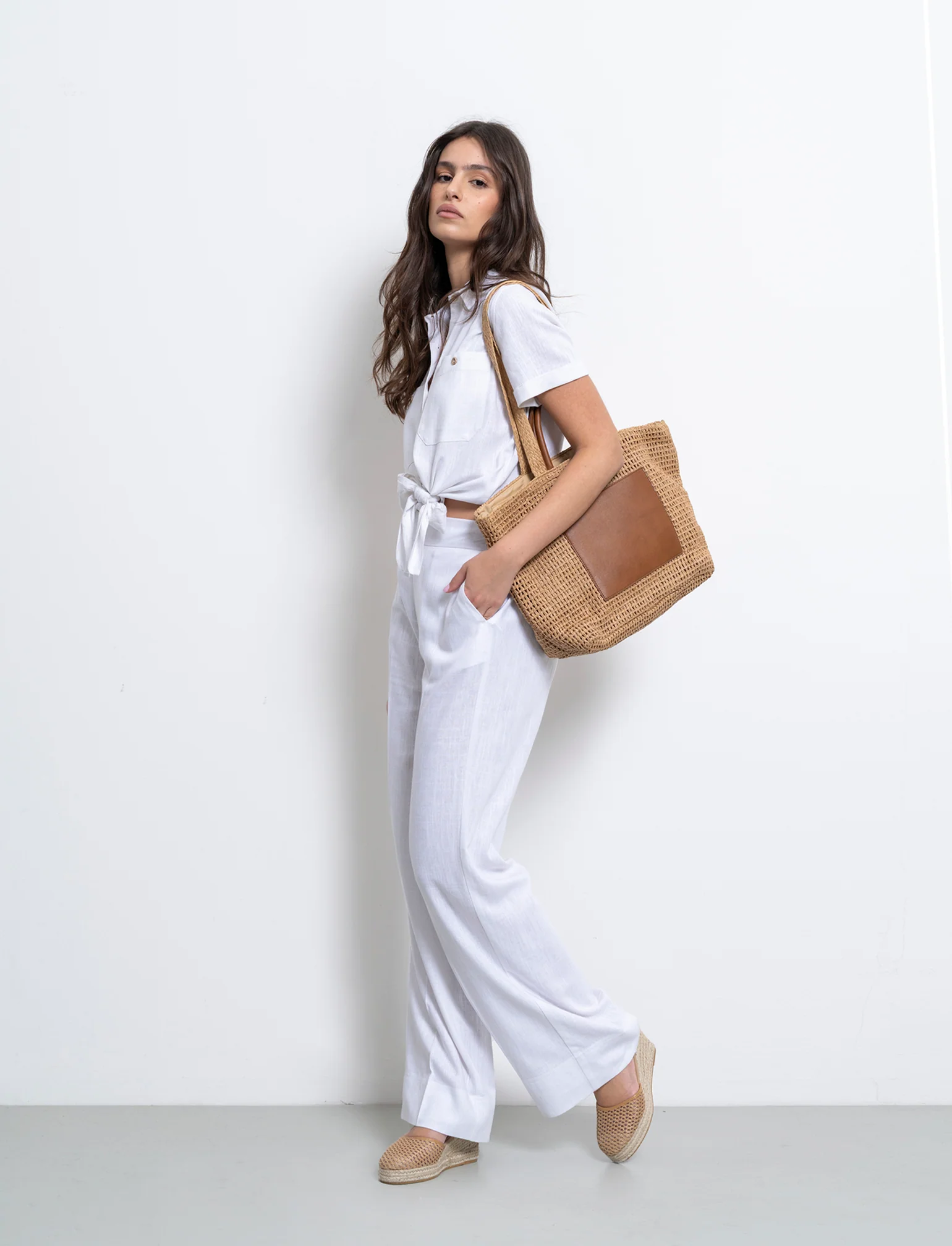 Pantalone con elastico in vita da donna - Bianco