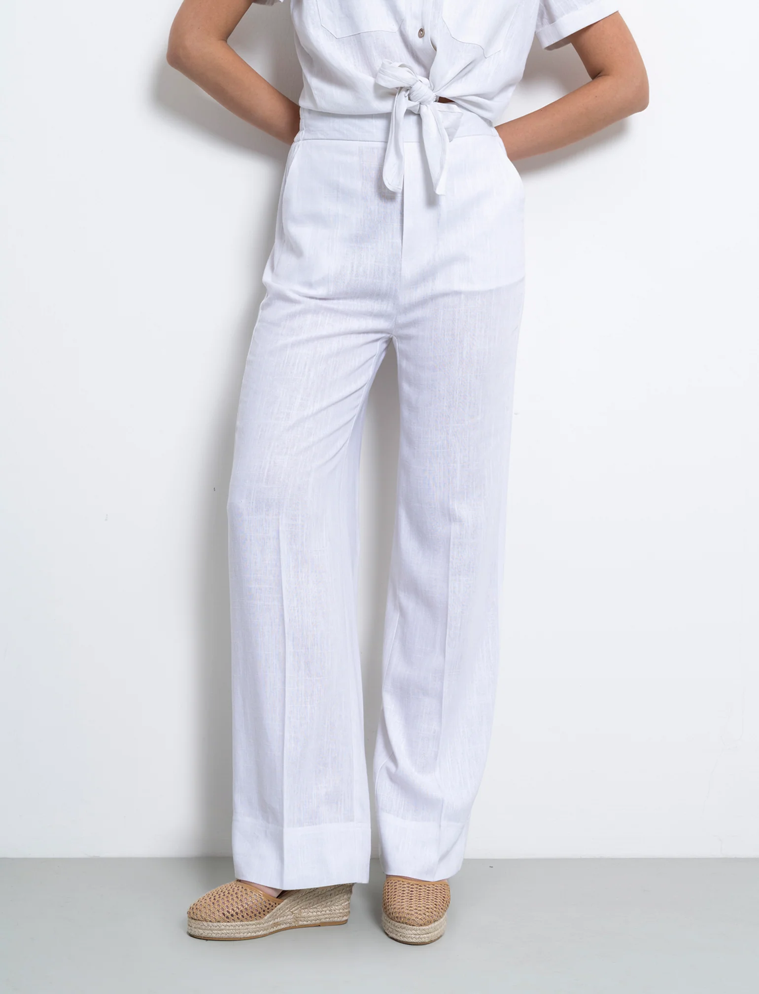 Pantalone con elastico in vita da donna - Bianco - Image 2