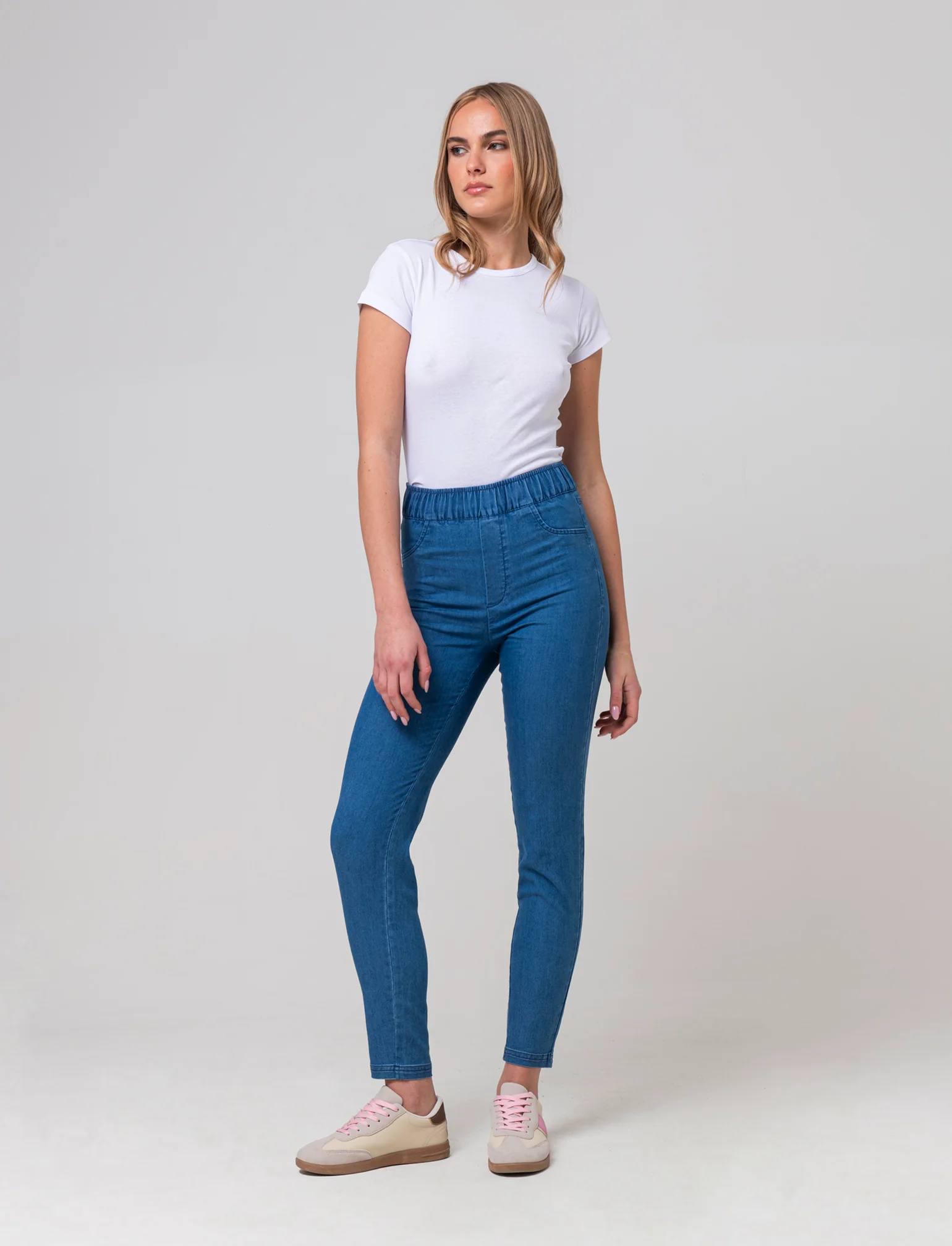 Pantalone con elastico in vita da donna - Denim - Image 3