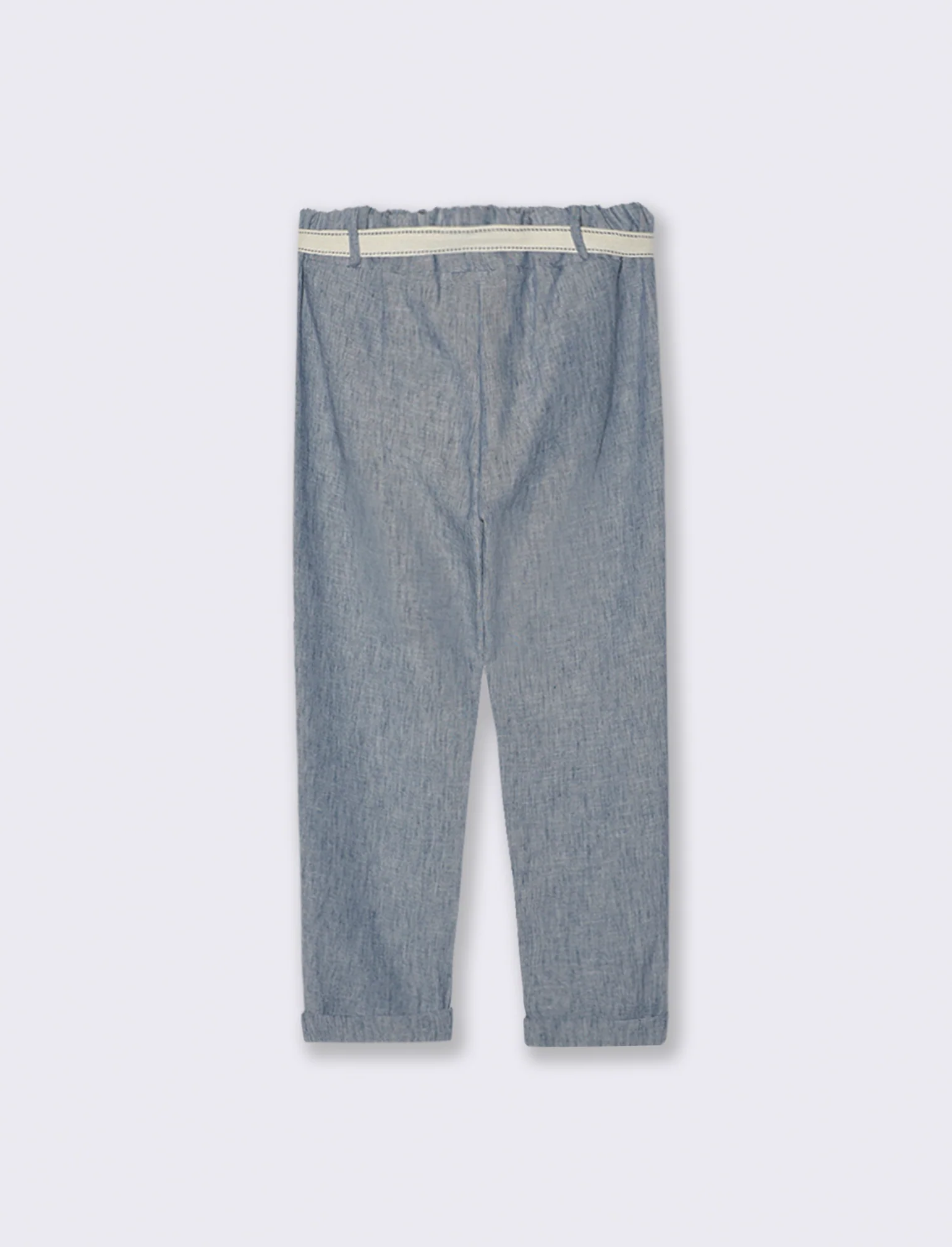 Pantalone con elastico in vita e cintura - Denim - Image 2
