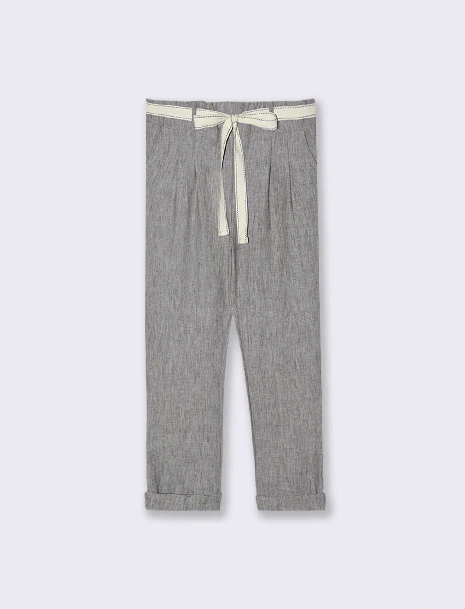Pantalone con elastico in vita e cintura - Nero - Image 4