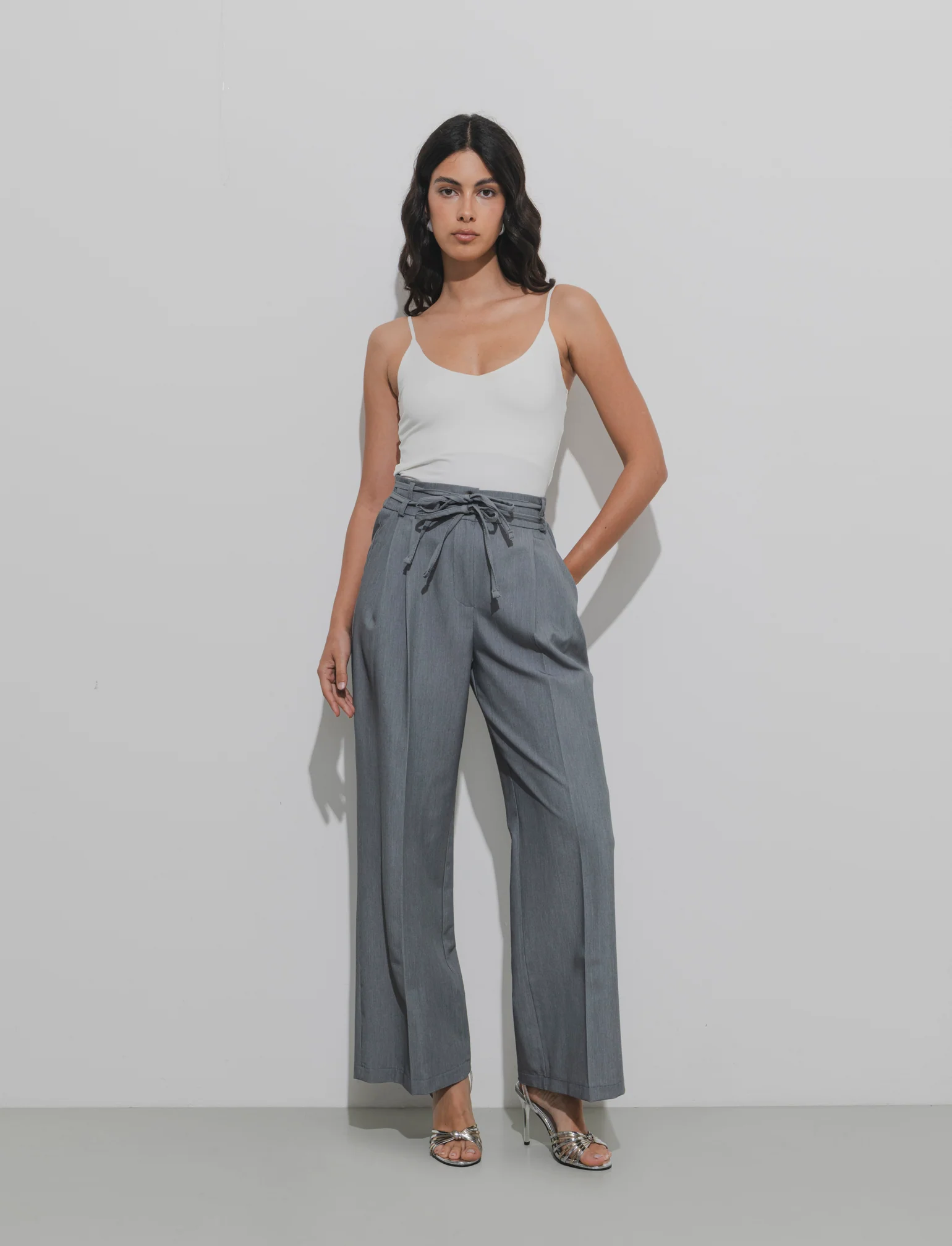 PANTALONE CON LACCI - Grigio - Image 3