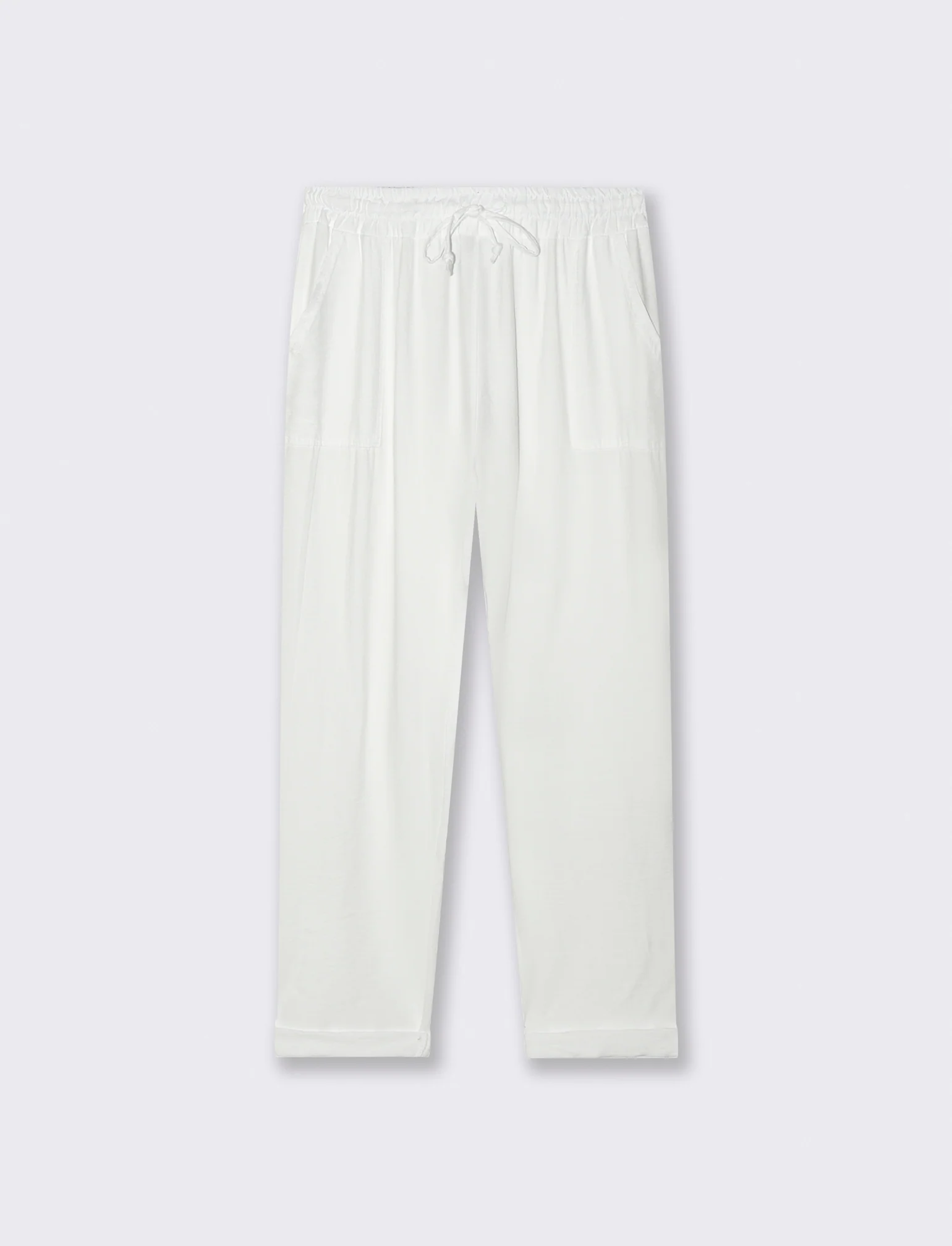 Pantalone con tasche a toppe ed elastico in vita - Bianco - Image 3