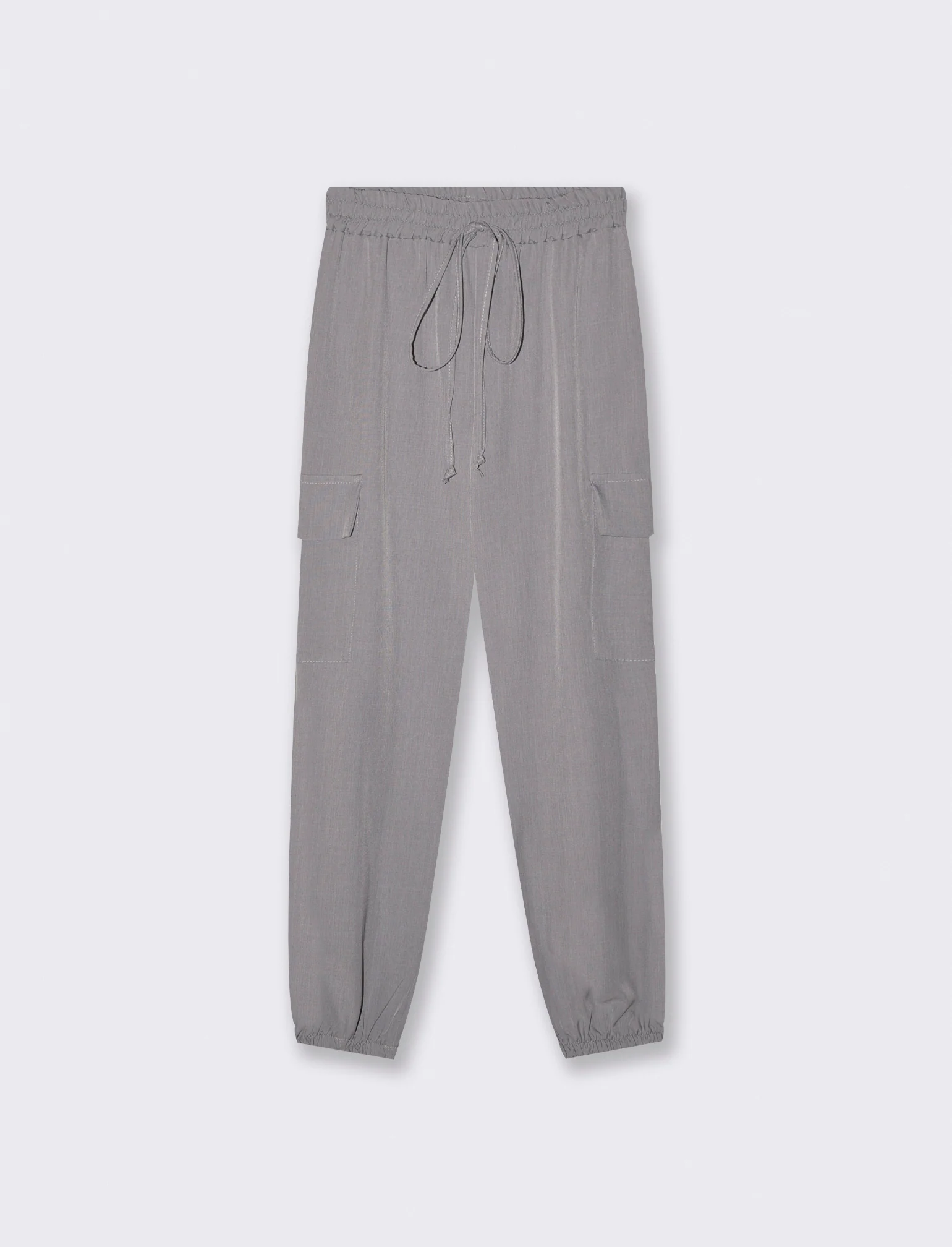 Pantalone con tasconi e coulisse - Grigio