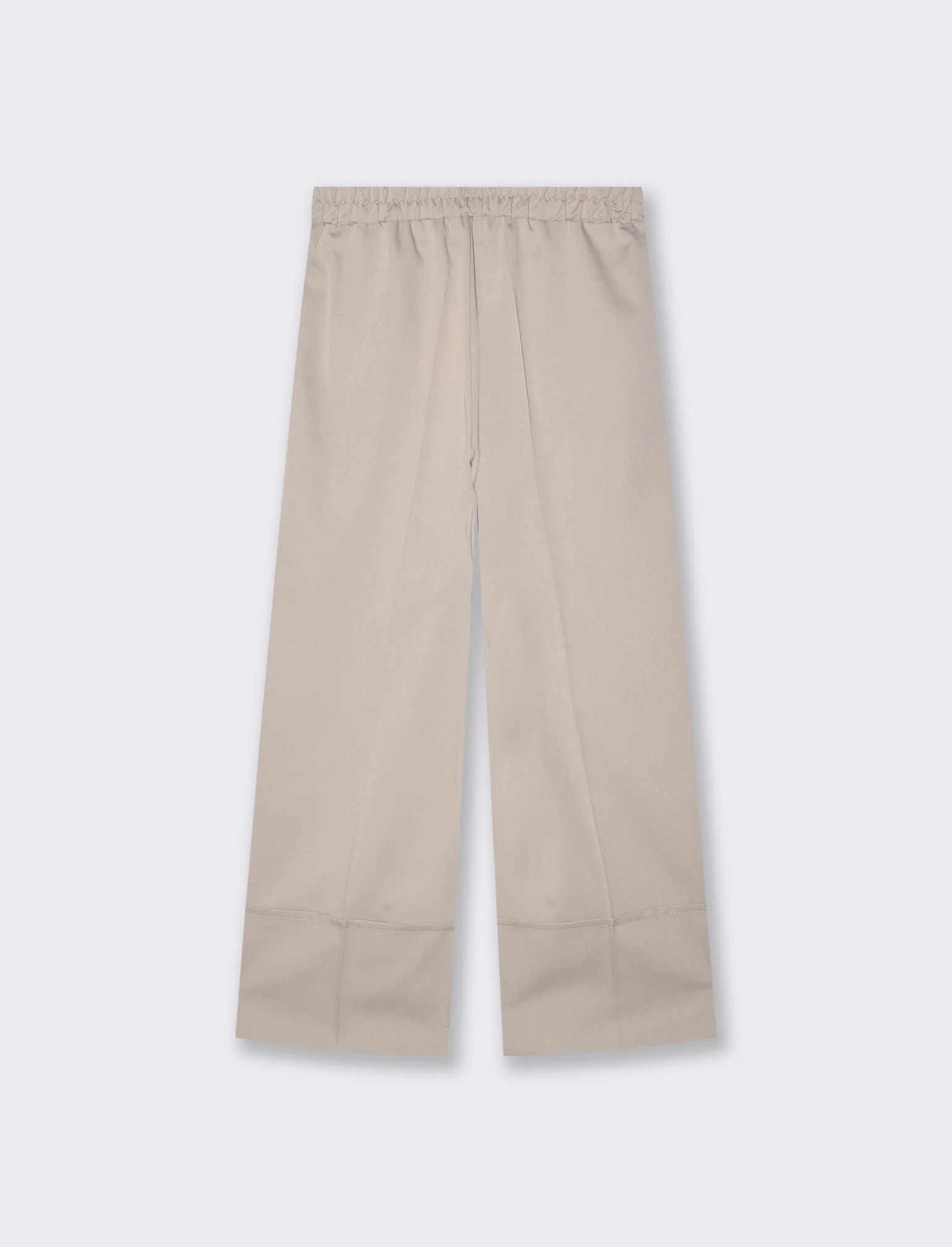 Pantalone Coulotte con Elastico e Risvolto - Beige - Image 2