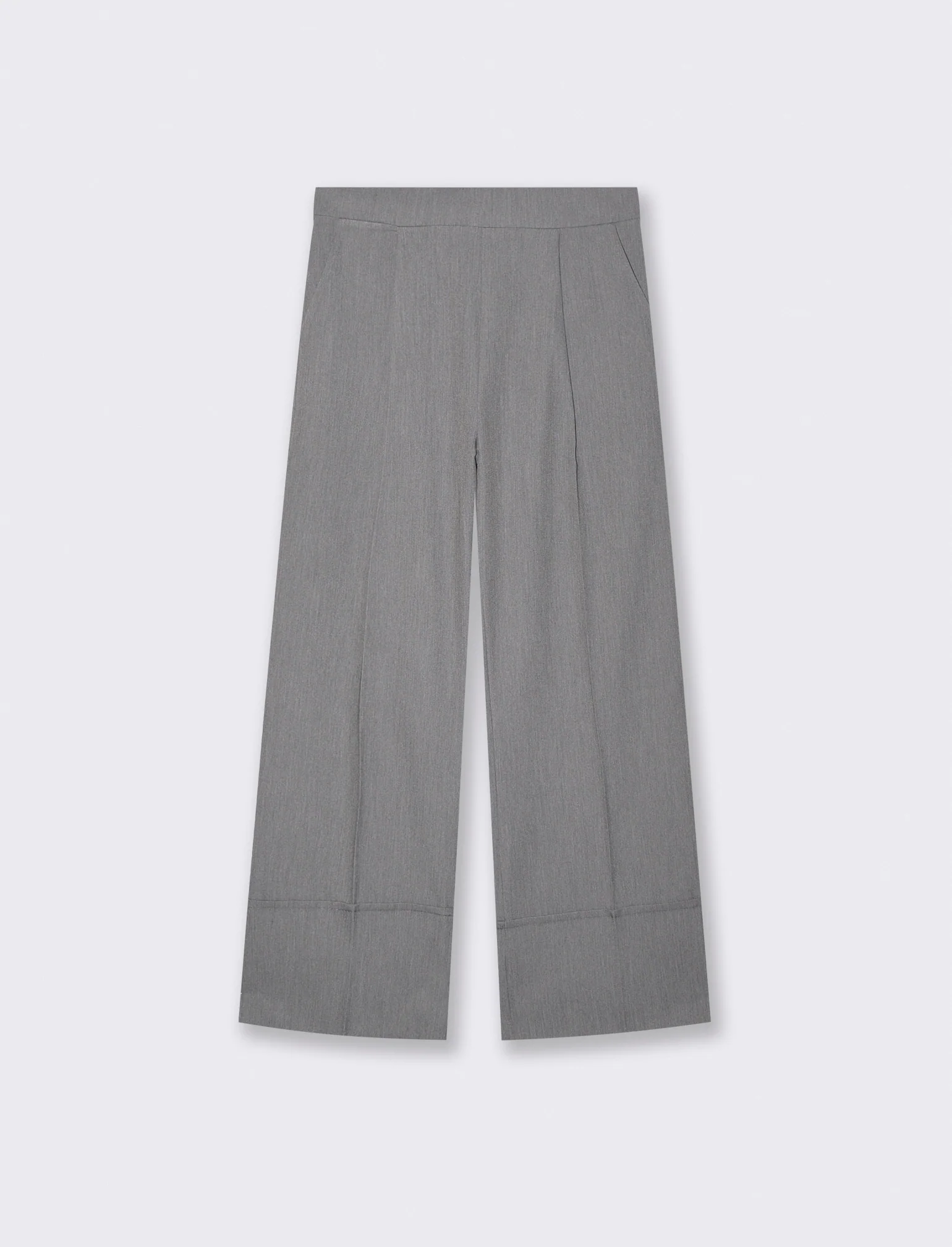 Pantalone Coulotte con Elastico e Risvolto - Grigio chiaro