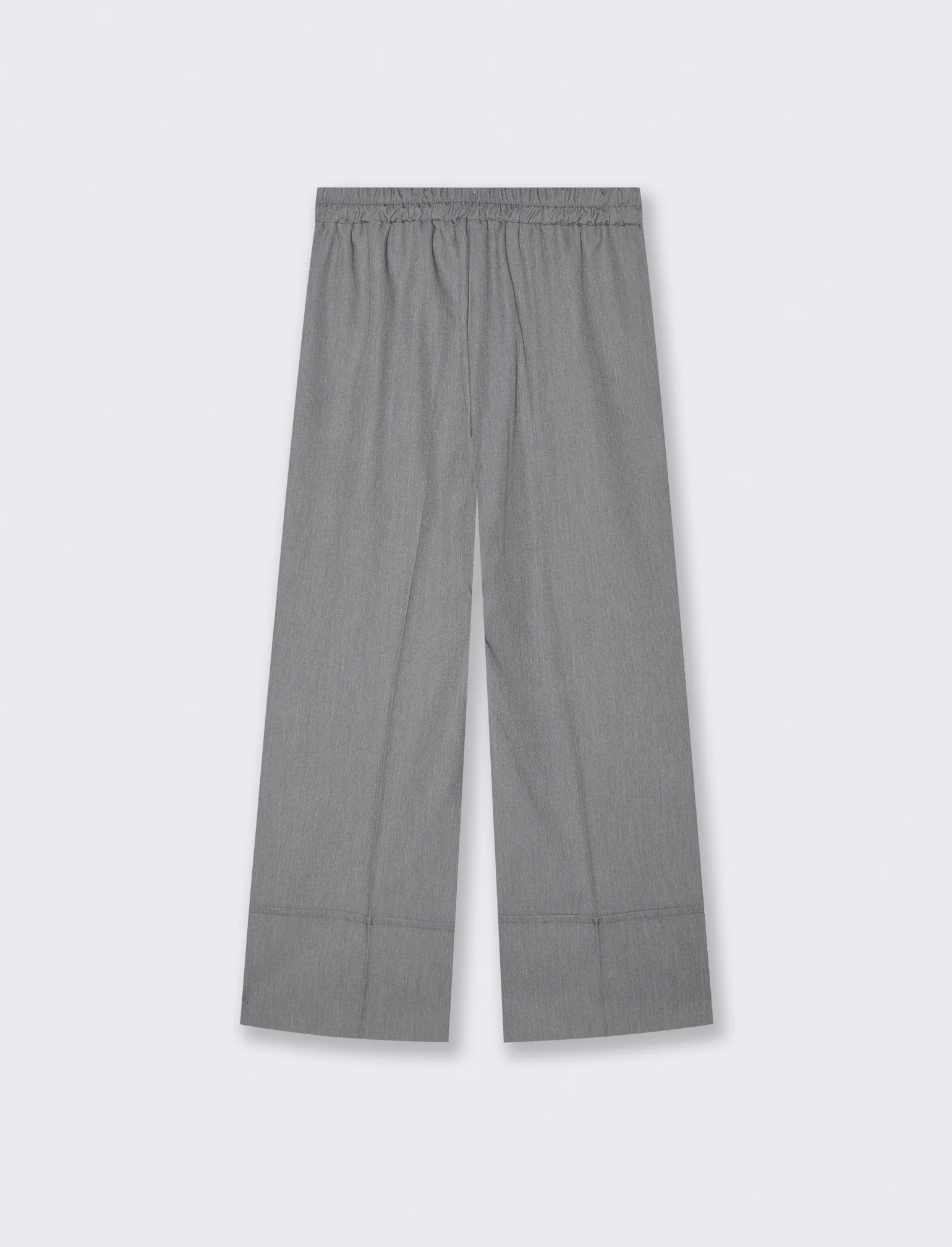 Pantalone Coulotte con Elastico e Risvolto - Grigio chiaro - Image 2