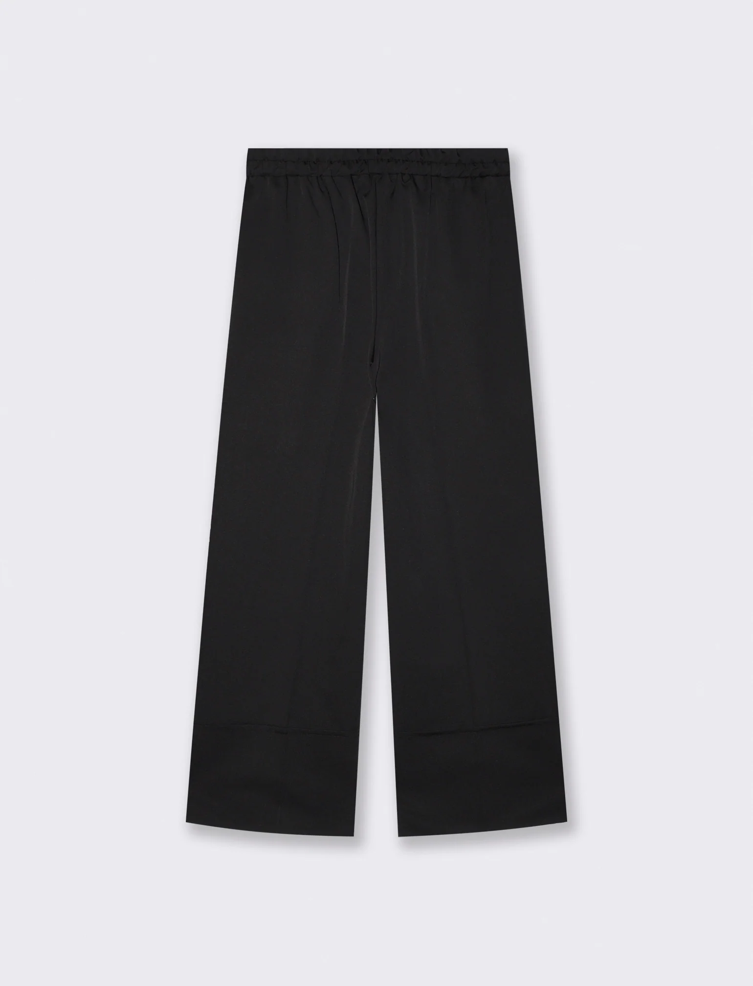 Pantalone Coulotte con Elastico e Risvolto - Nero - Image 2