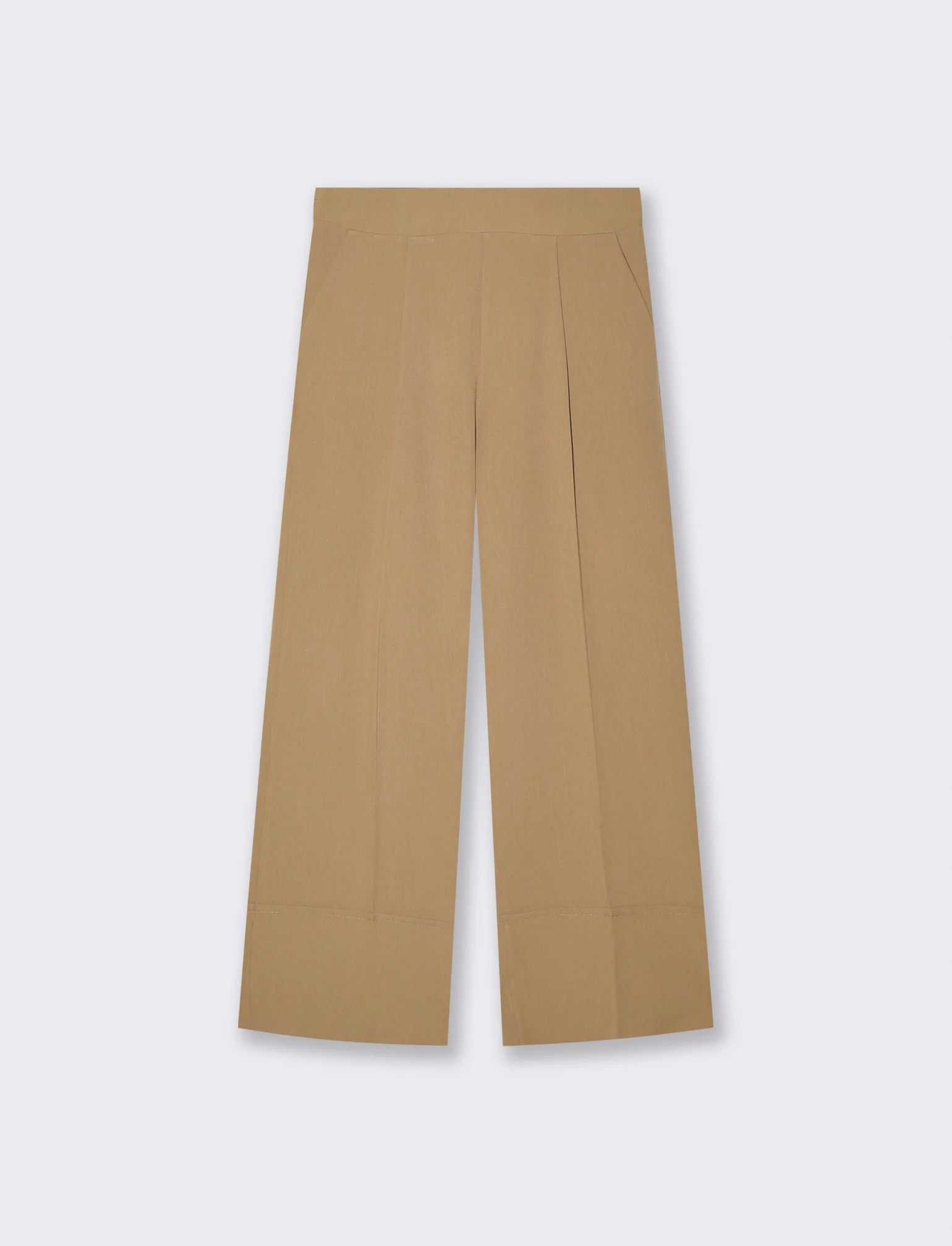 Pantalone Coulotte con Elastico e Risvolto - Sabbia