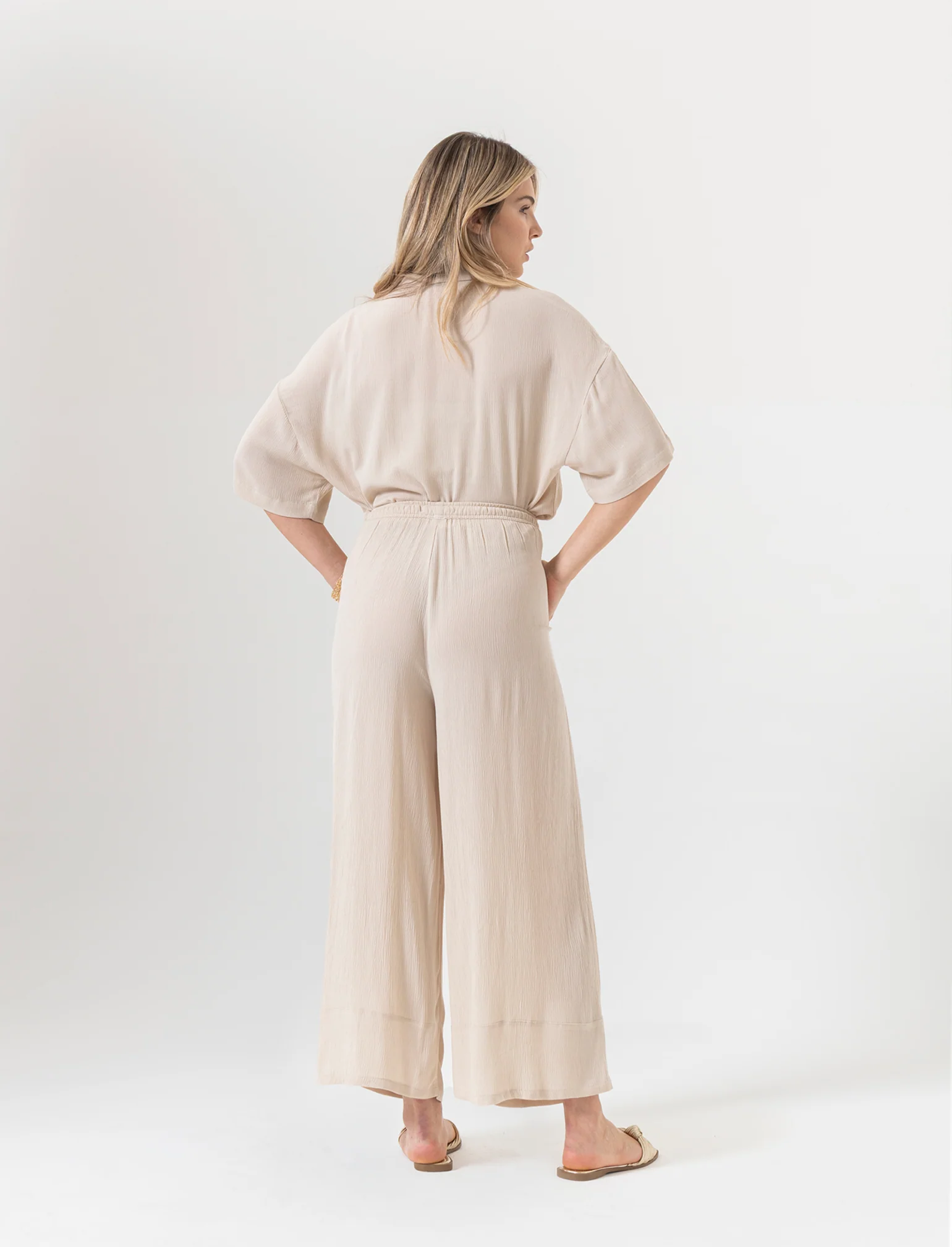 Pantalone coulotte da donna - Beige corda - Image 4