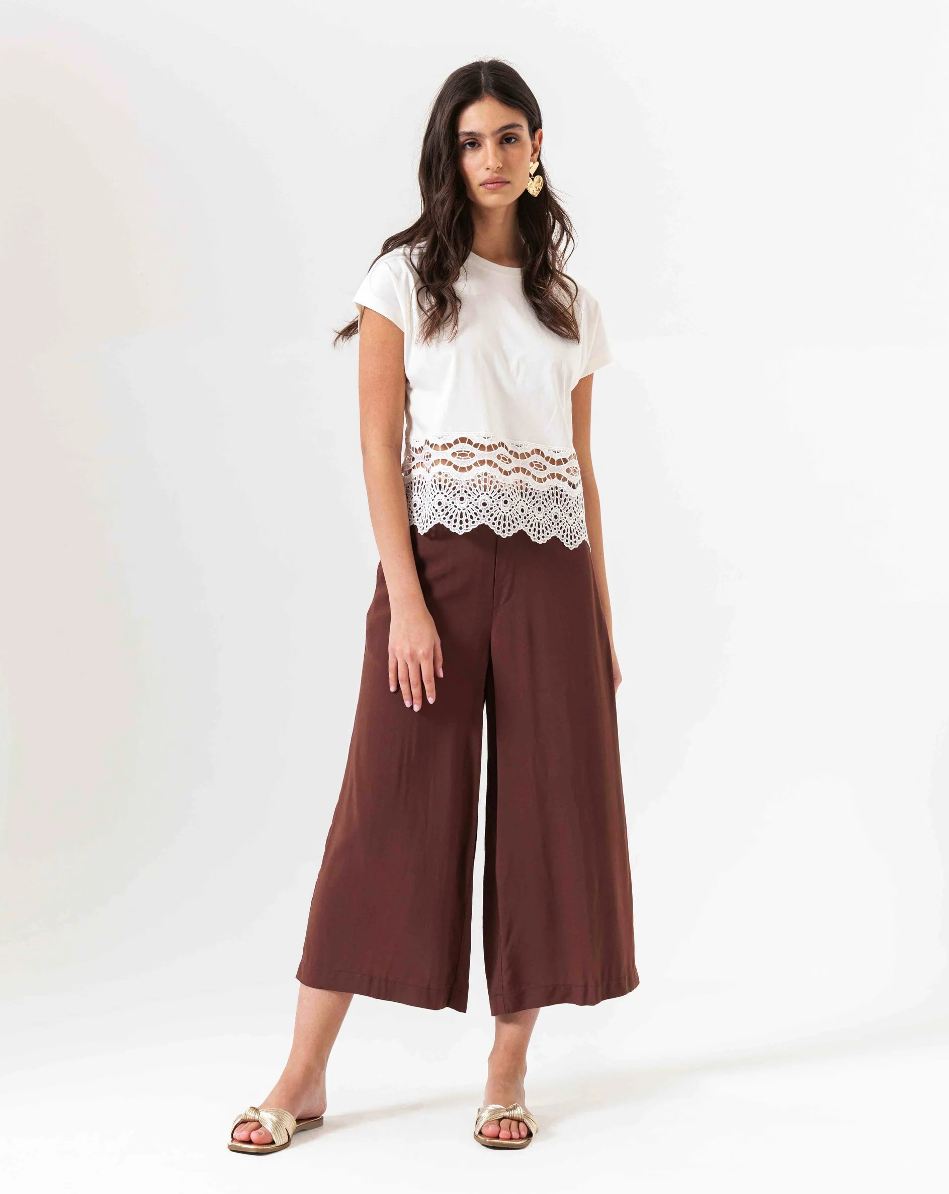Pantalone coulotte da donna - Caffe' - Image 3