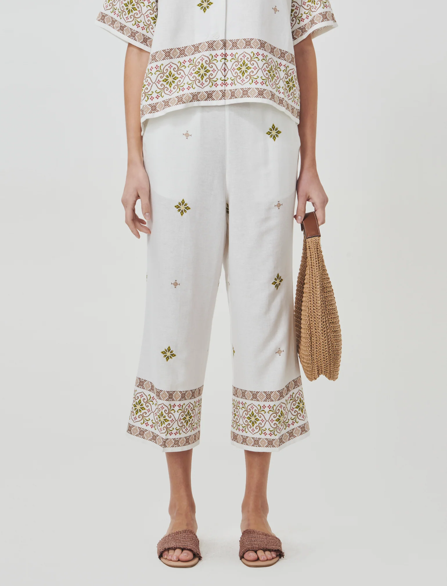 Pantalone Coulotte Misto Lino con Elastico - var 2 - Image 3