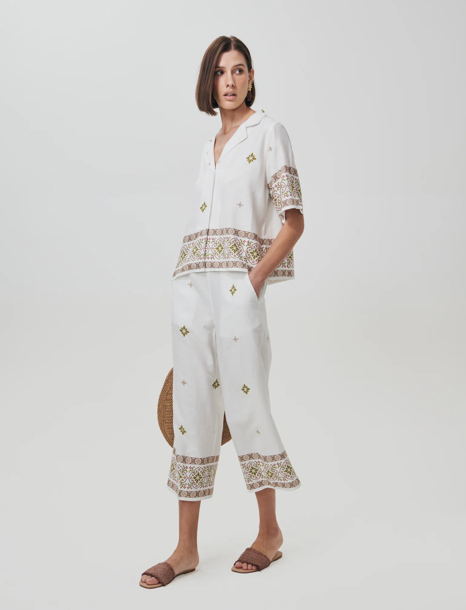 Pantalone Coulotte Misto Lino con Elastico - var 2 - Image 4