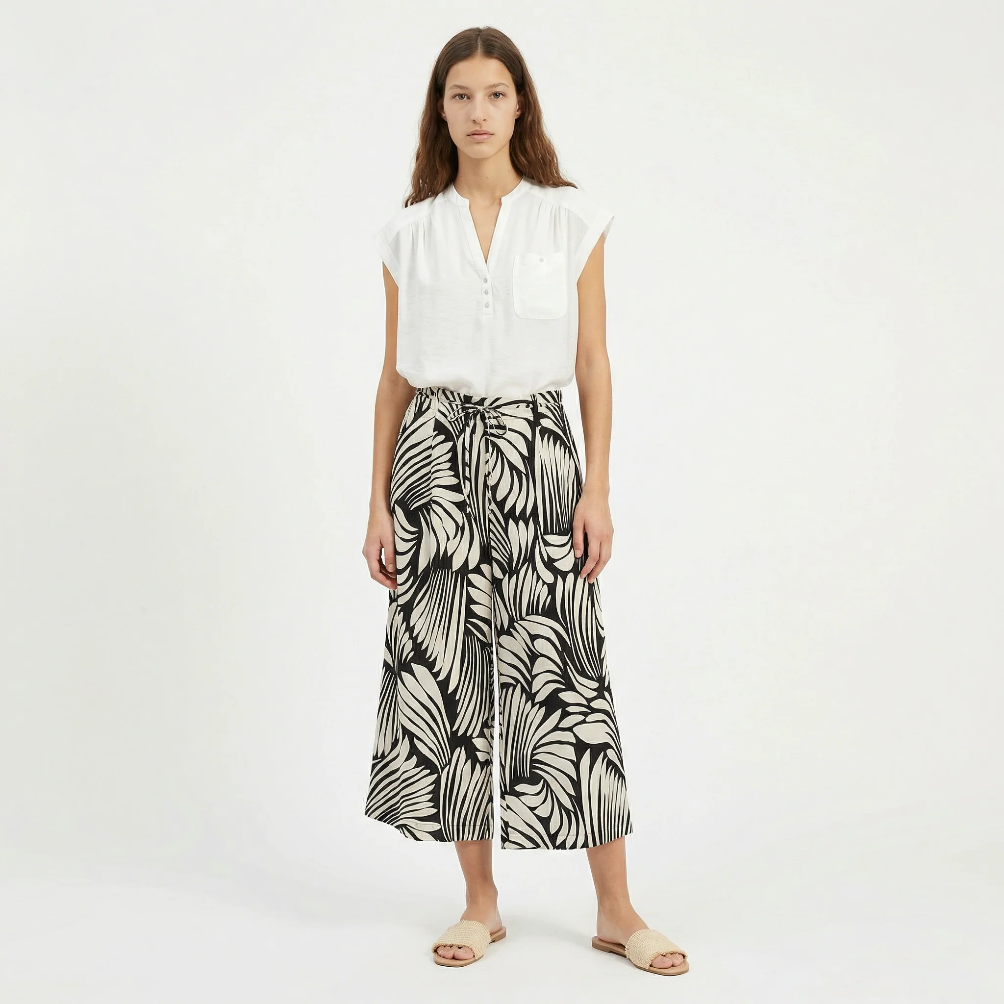 Pantalone Coulotte Stampato con Coulisse - var 1 - Image 4