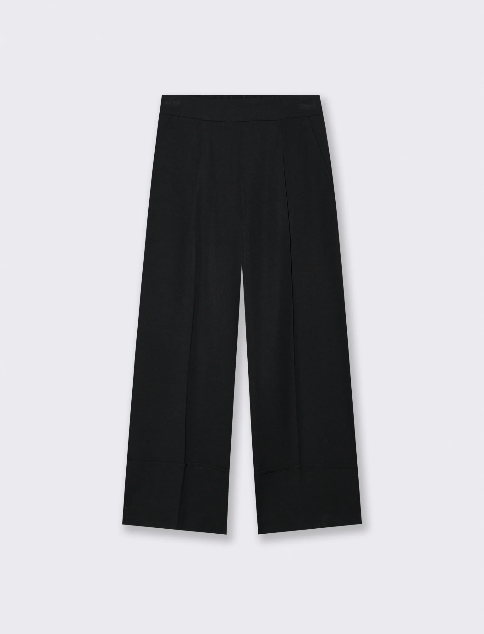 PANTALONE CROP CON RISVOLTO - Nero