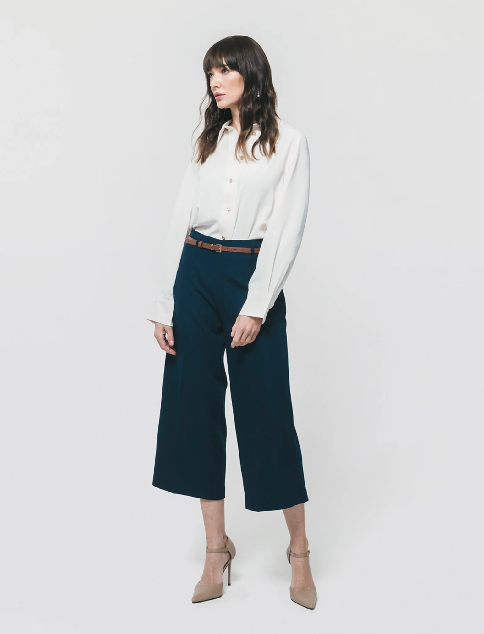 Pantalone Culotte con Cintura e Elastico - Blu