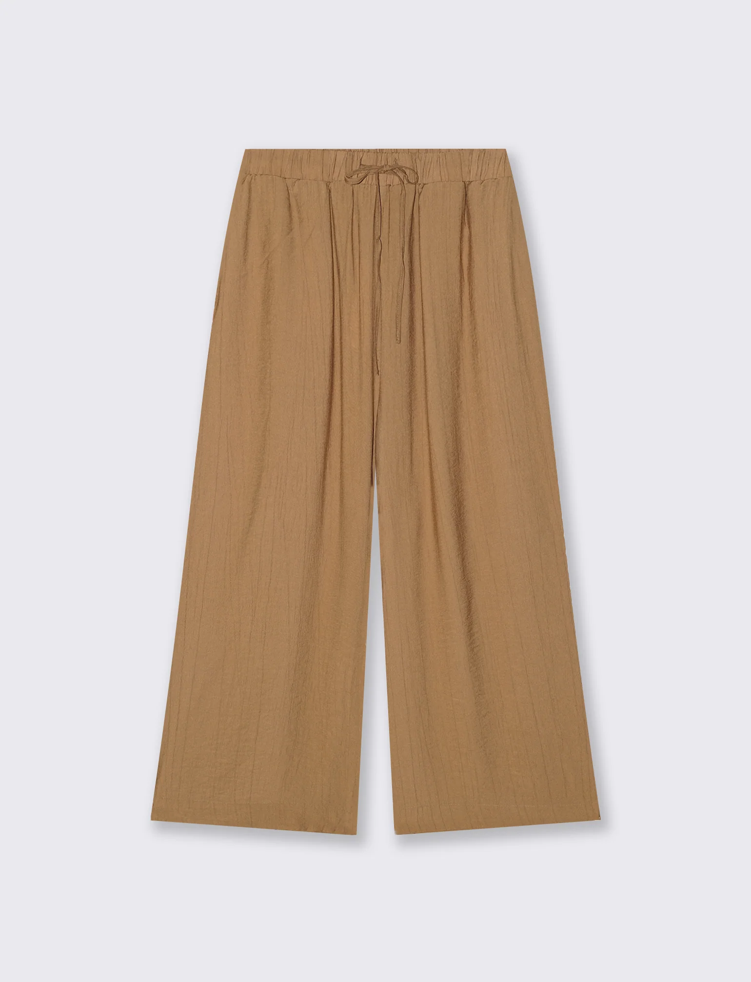 Pantalone Culotte con Elastico in Vita - Cammello - Image 2