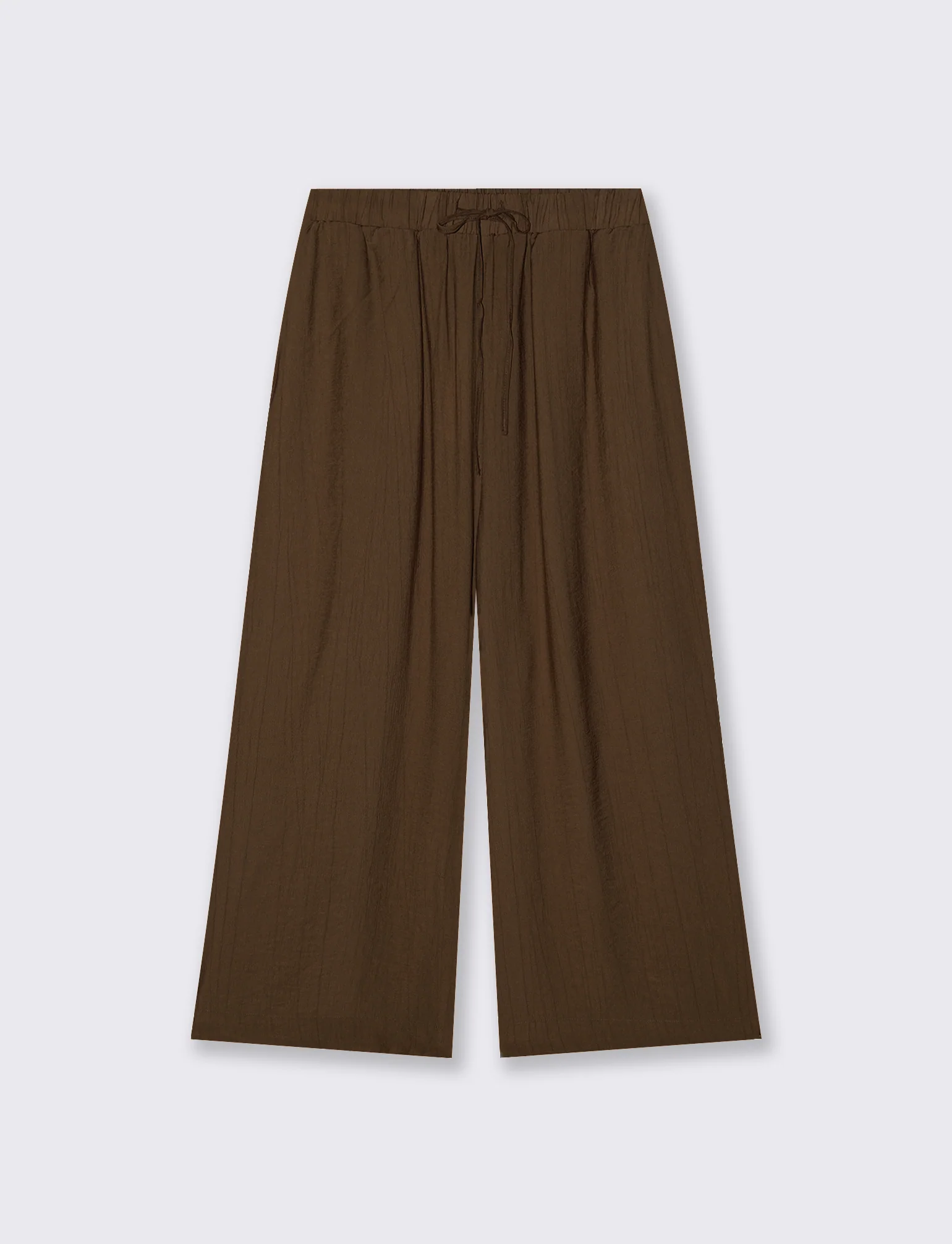 Pantalone Culotte con Elastico in Vita - Marrone cioccolato - Image 2