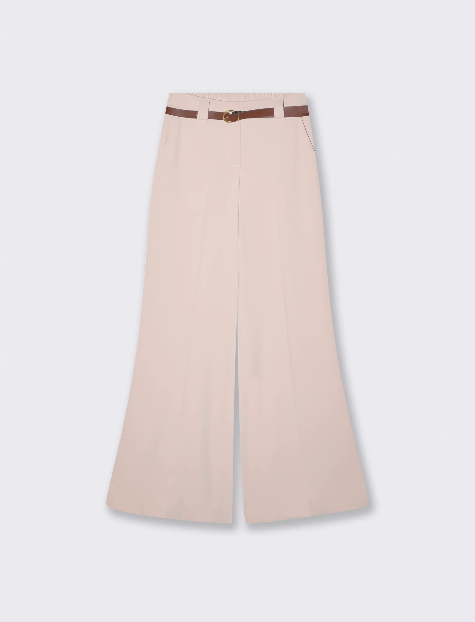 Pantalone dritto con cintura elegante - Bianco burro