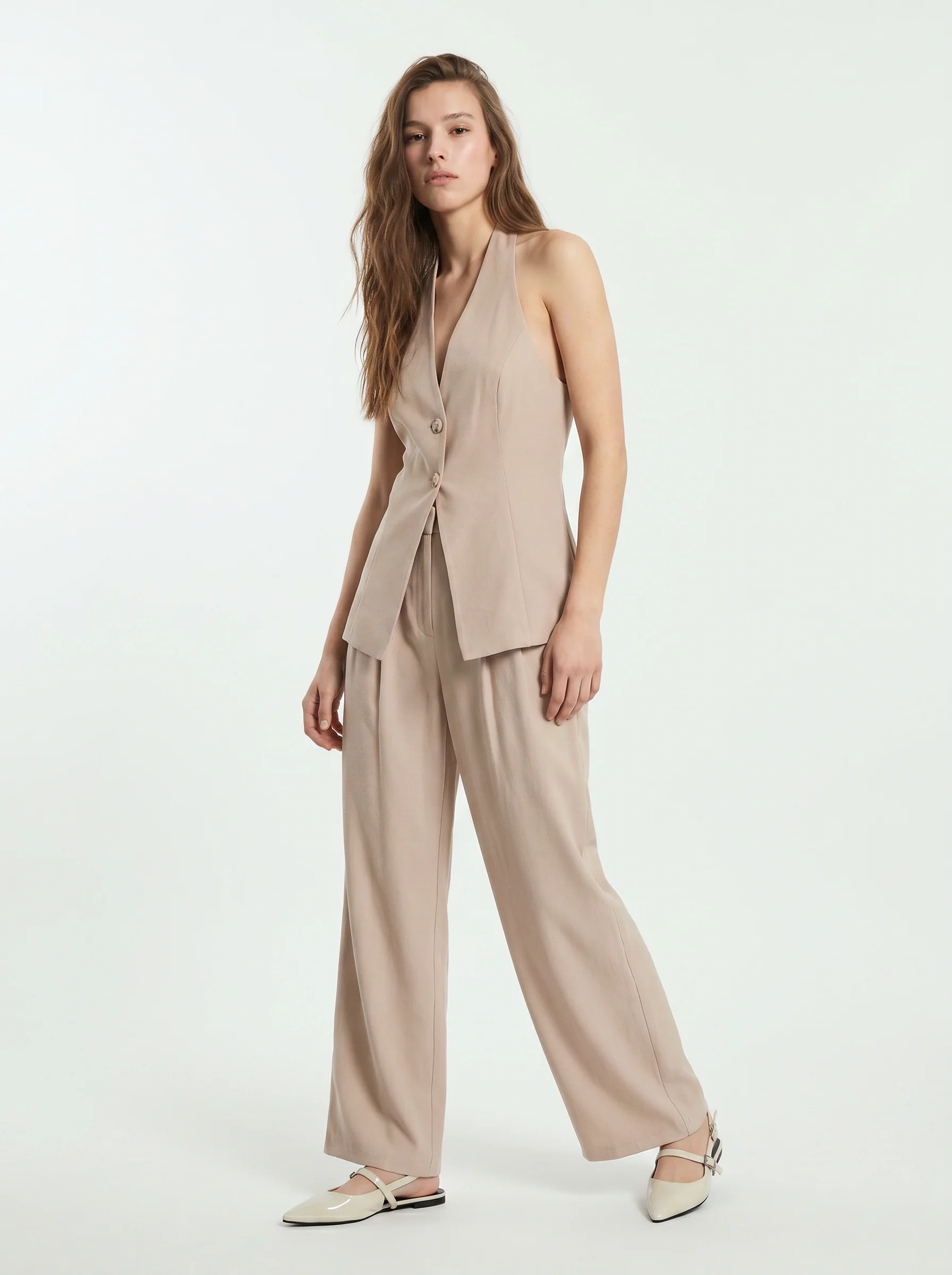 Pantalone Dritto con Pinces - Grigio fango