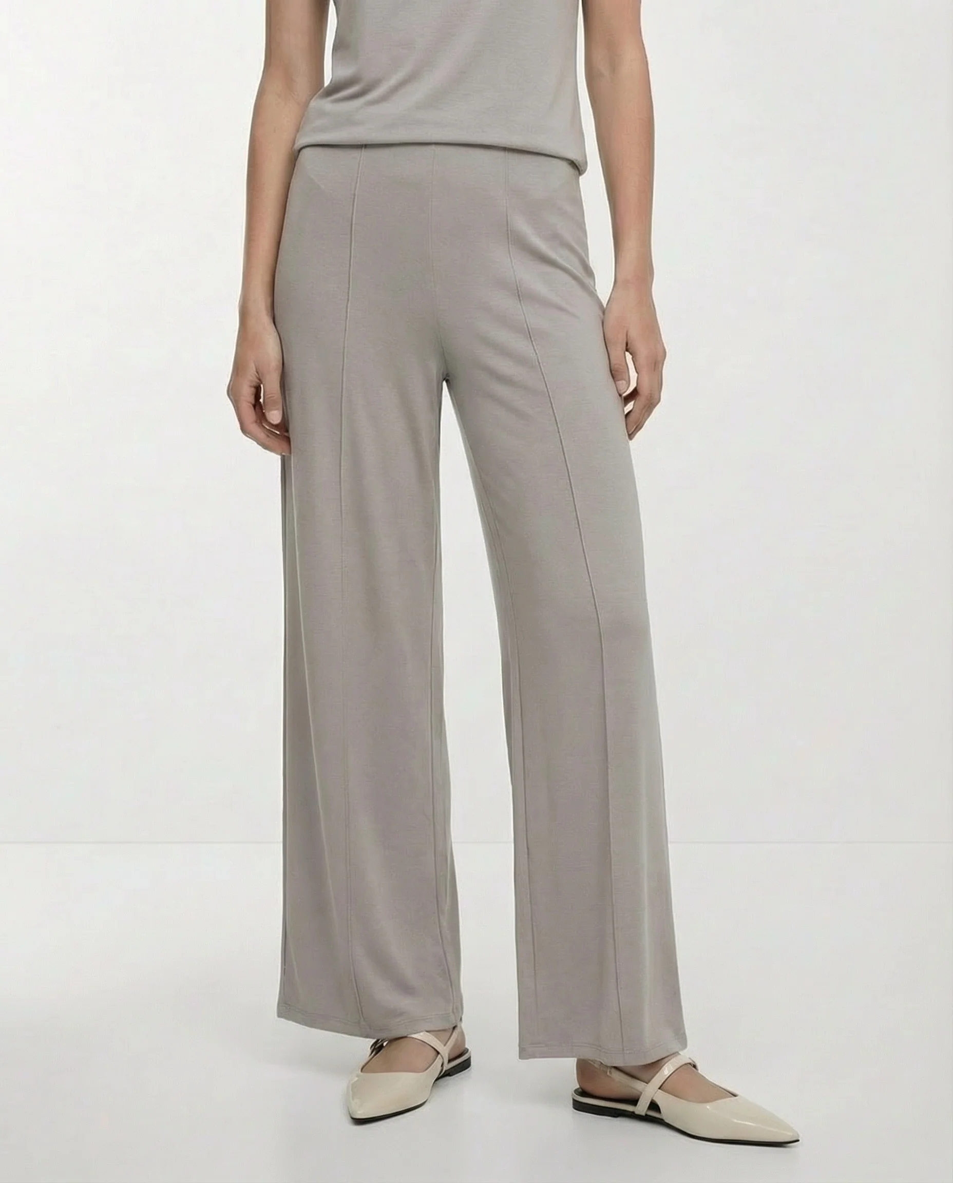 Pantalone Dritto Elastico - Grigio fango - Image 4