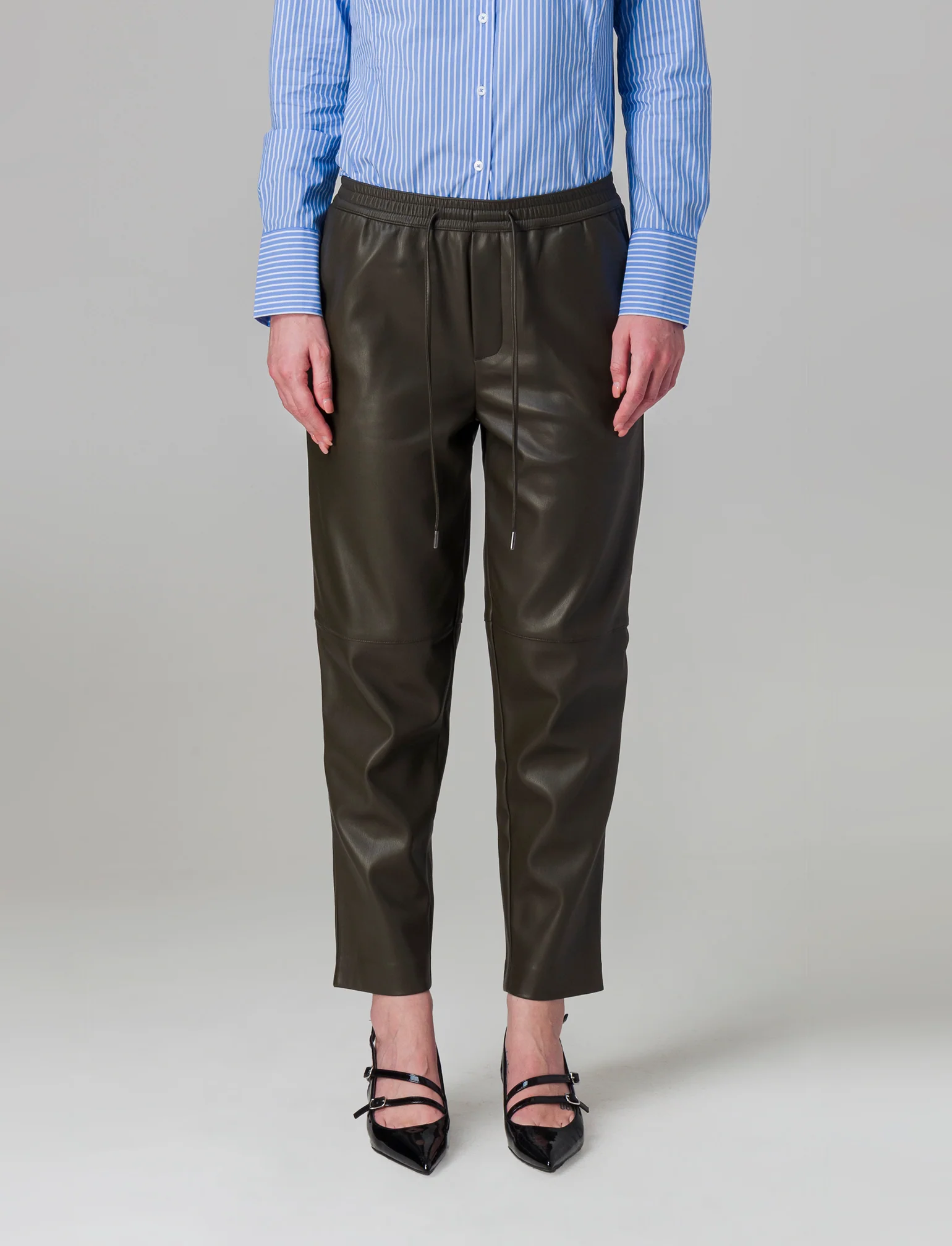 Pantalone effetto pelle da donna - Verde militare